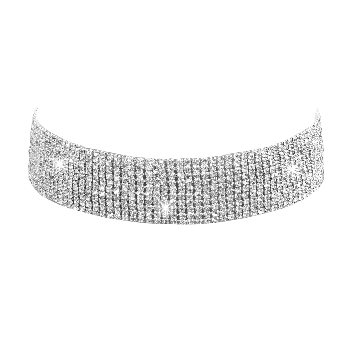 Crystal and AD Silver Plated Western Style Cocktail Choker Necklace for women (SJN_195_S)