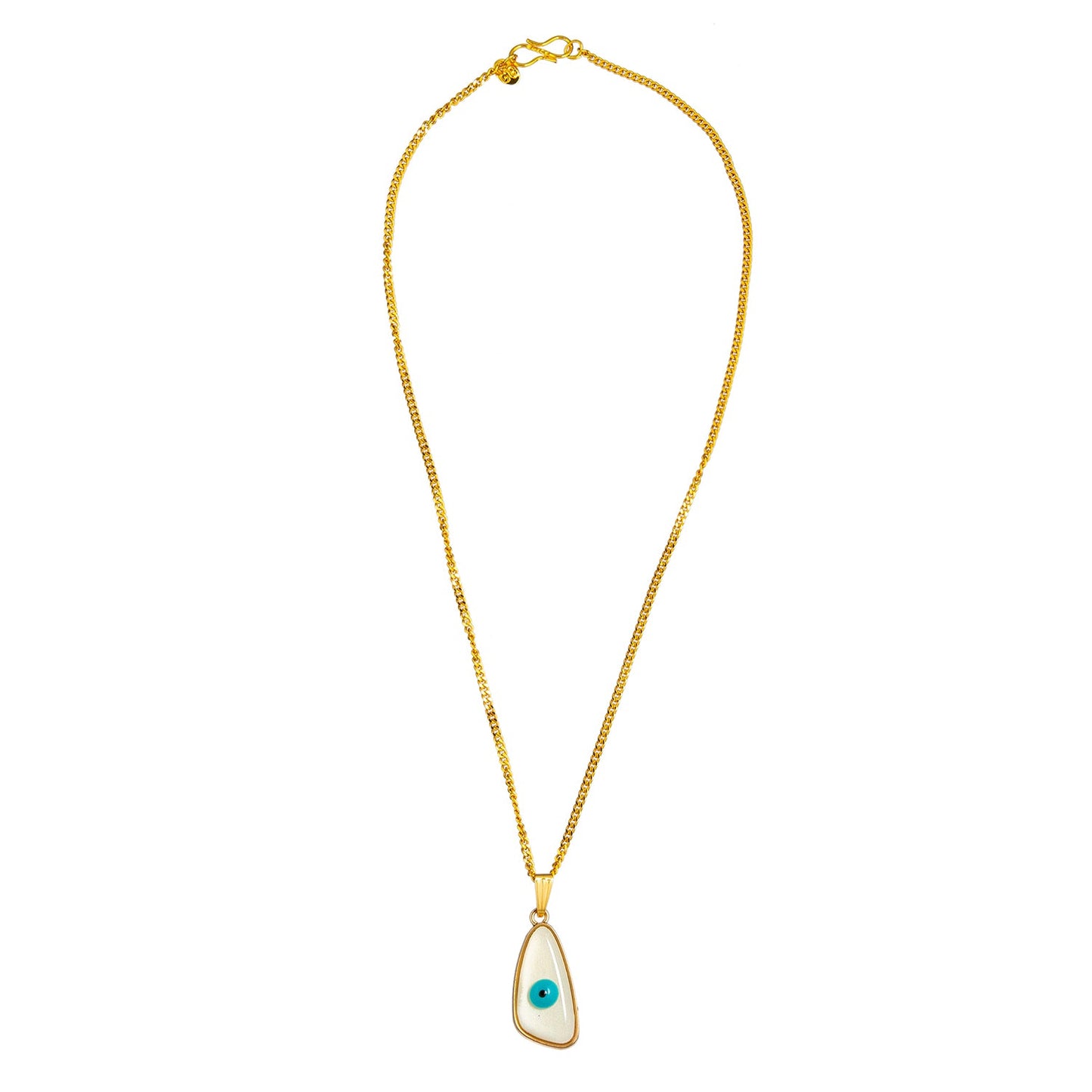 Gold Plated White Enamel Evil Eye Charm Pendant Necklace for Girls, Teens & Women (SJN_196)