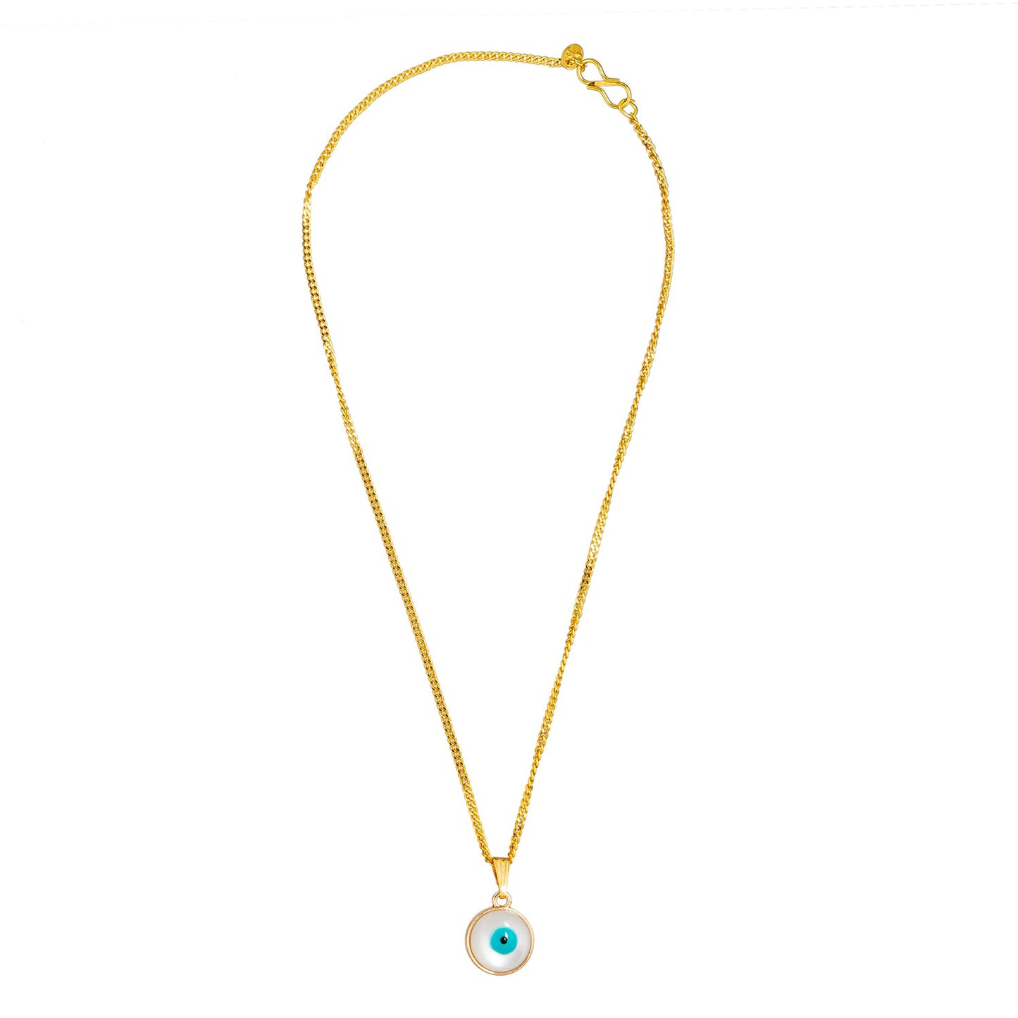 Gold Plated White Enamel Evil Eye Charm Pendant Necklace for Girls, Teens & Women (SJN_197)