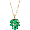 CZ and Crystal Studded Daily wear Western Style Leaf Design Gold Plated Pendant Necklace Chain for women- Dark Green (SJN_217_L)