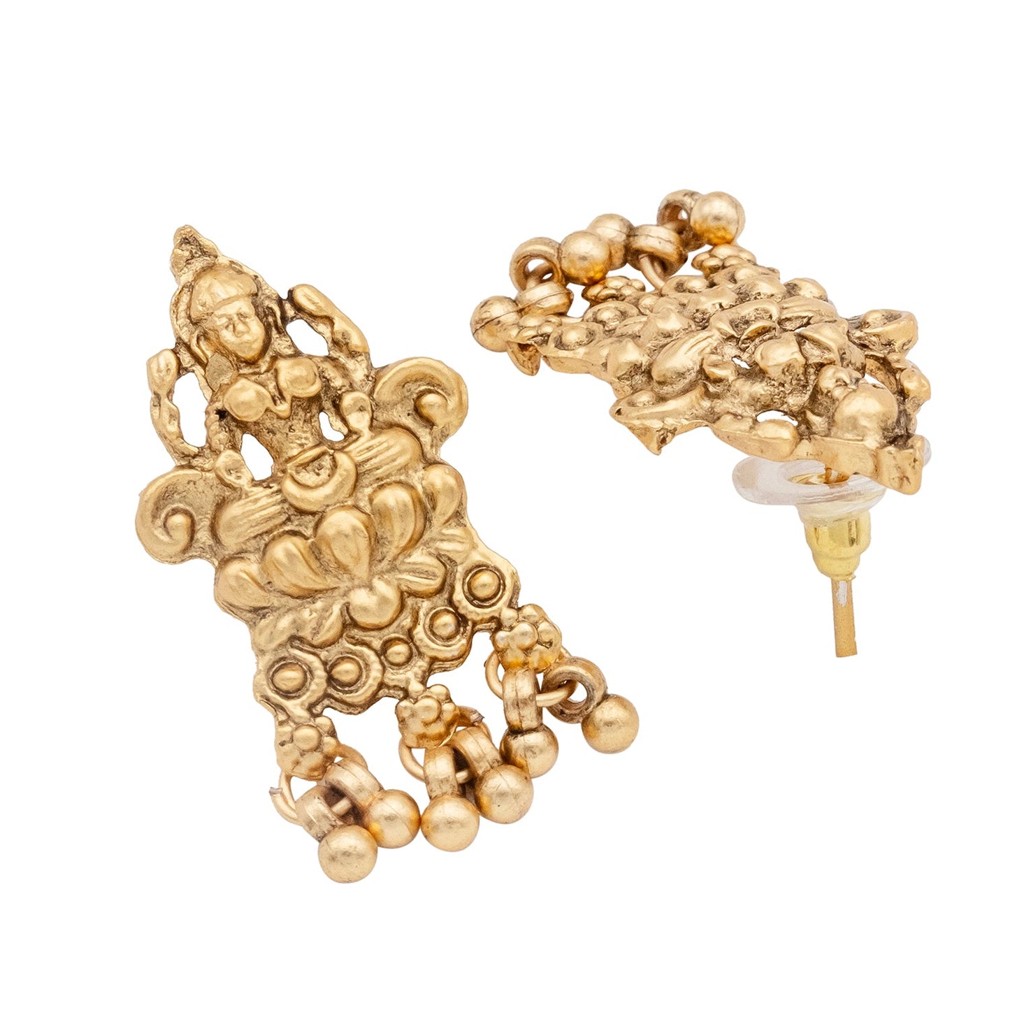 Matt Gold Plated Kundan, CZ, Studded Lakshmi Temple, Haram Jewellery Choker Dori Necklace with Matching Earring Jewellery/Jewelry Set For Women (SJN_218)