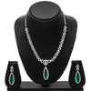 Silver Plated Light Green Stone Neklace Set with Matching Earring for Women (SJN_233_LG)