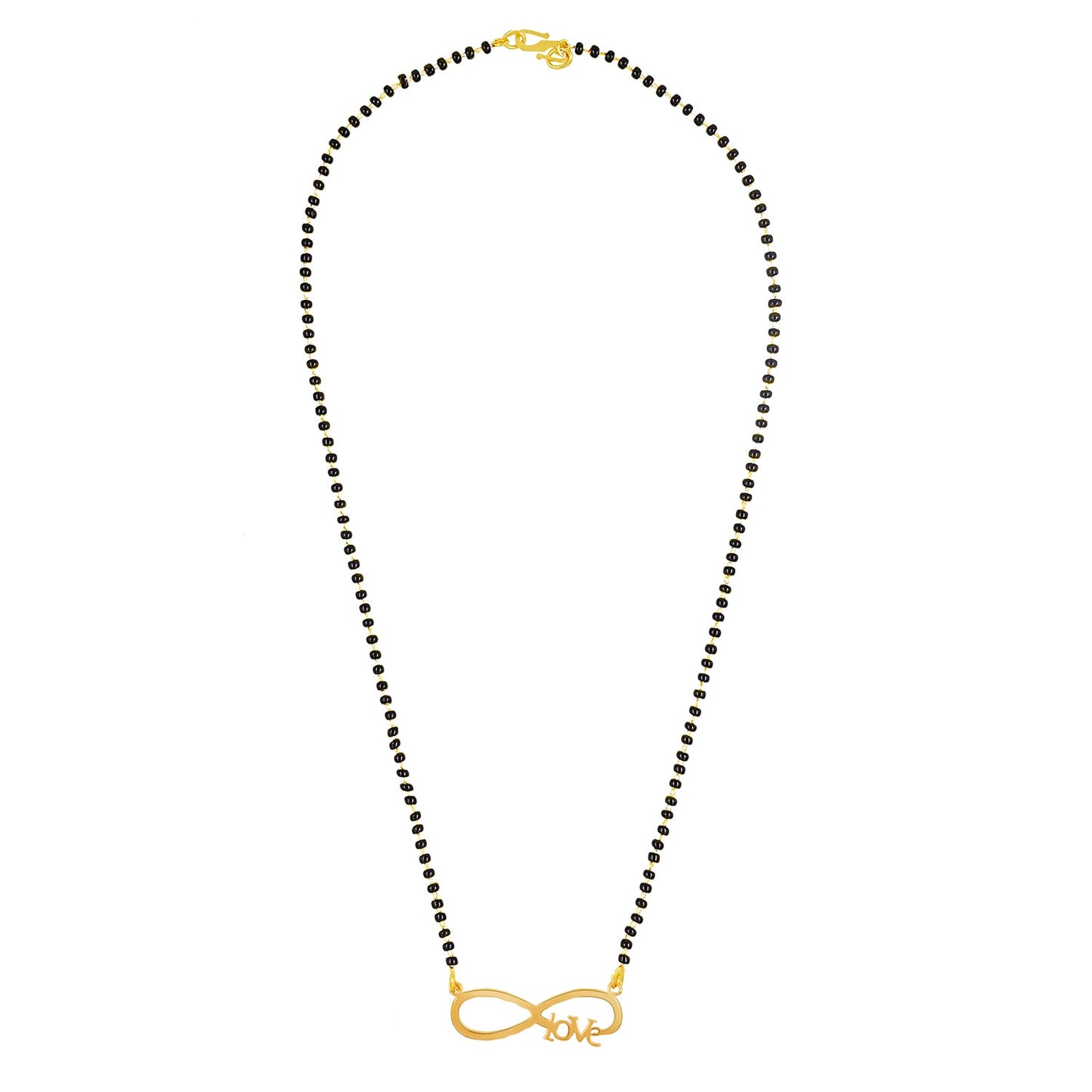 Gold Plated Stainless Steel Valentine Infinity Love Pendant Locket Necklace Mangalsutra Set For Women With Matching Earrings (SJN_236_G)