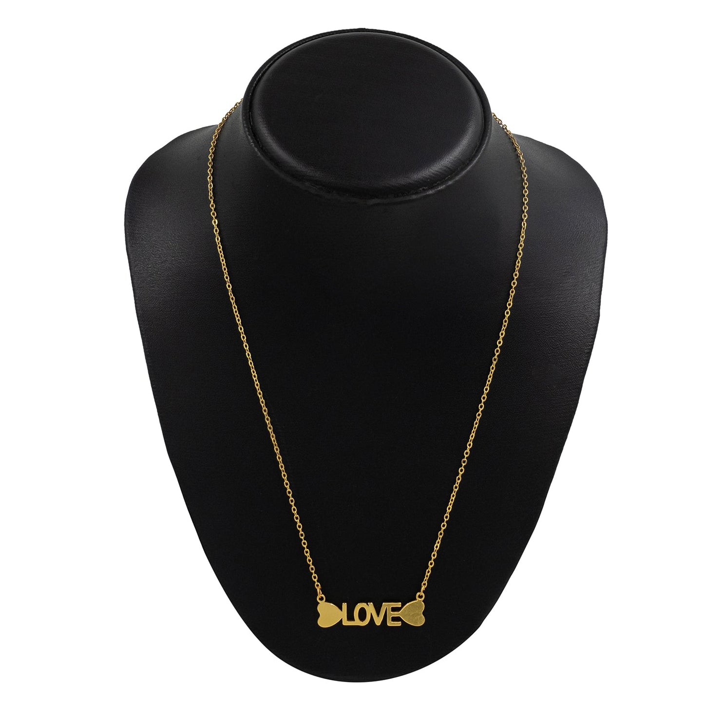 Gold Plated Stainless Steel Valentine Love Pendant Locket Necklace Set For Women With Matching Earrings (SJN_238_G)