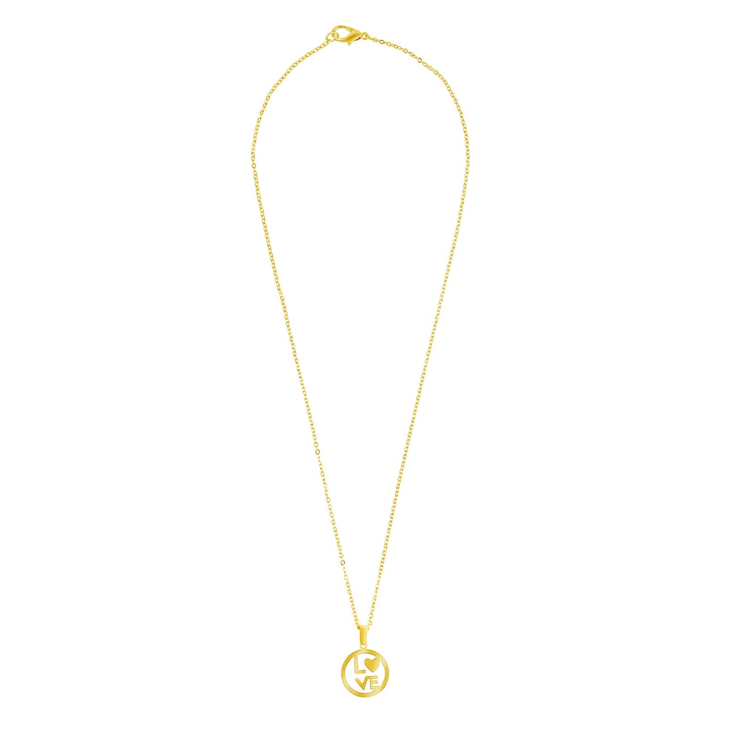 Gold Plated Stainless Steel Valentine Love Pendant Locket Necklace Set For Women With Matching Earrings (SJN_241_G)