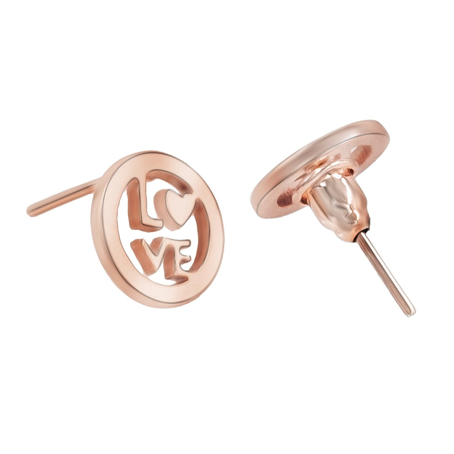 Rose Gold Plated Stainless Steel Valentine Love Pendant Locket Necklace Set For Women With Matching Earrings (SJN_241_RG)