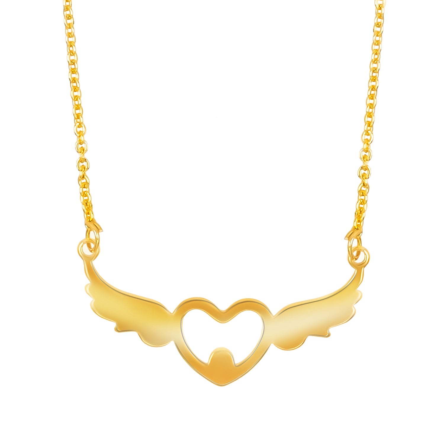 Gold Plated Stainless Steel Angel Wings Hearrt Pendant Locket