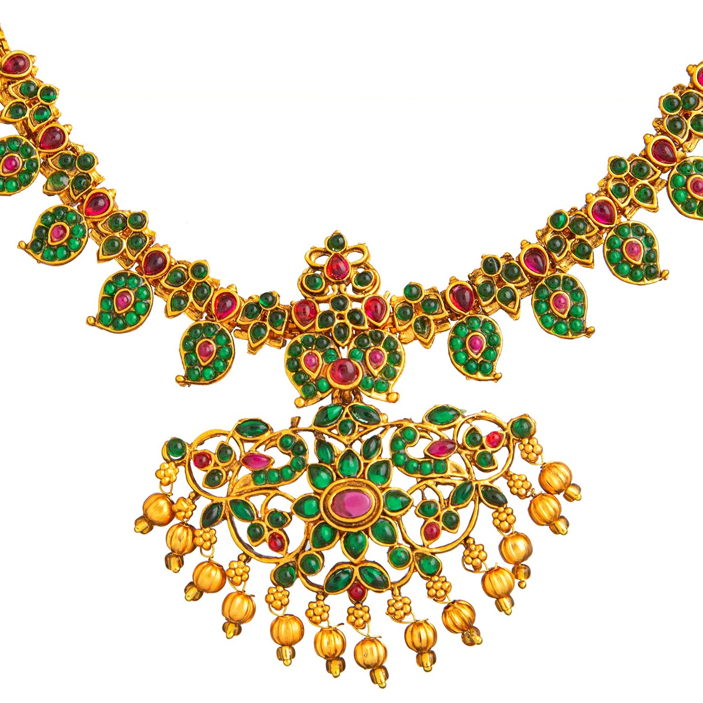 Shining Jewel Traditional Antique Gold Plated Temple Jewellery Traditional Long Bridal Jewellery Necklace Set for Women (SJN_37_GP)