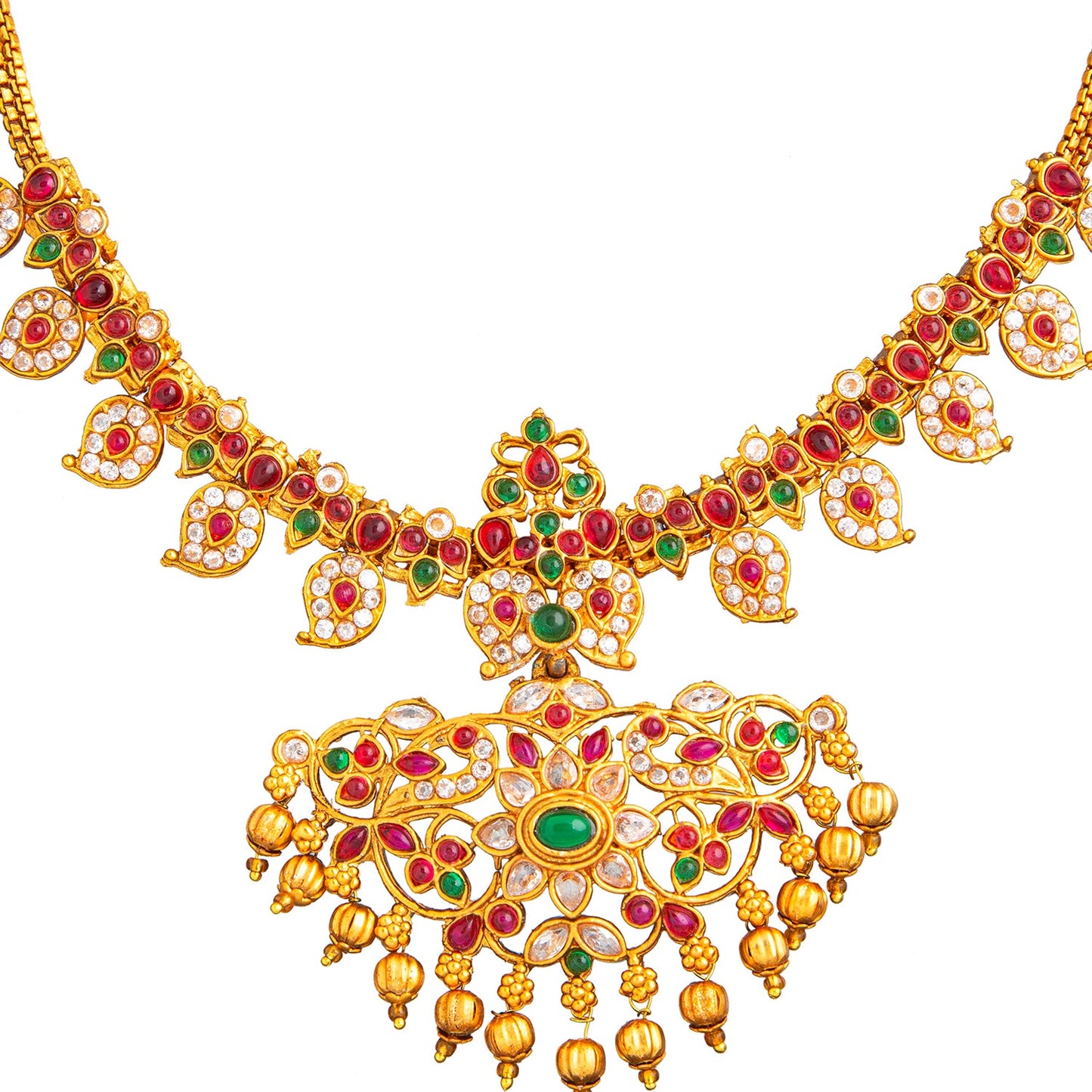 Shining Jewel Traditional Antique Gold Plated Temple Jewellery Traditional Long Bridal Jewellery Necklace Set for Women (SJN_37_W)