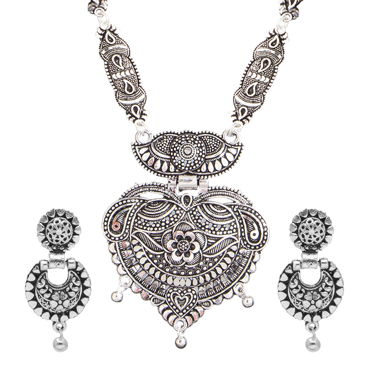 Shining Jewel Traditional Antique Silver Plated Temple Jewellery Tradi