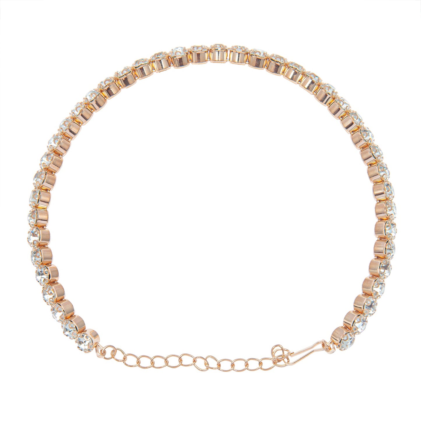 Shining Jewel RoseGold Plated Western CZ, Crystals & AD Choker Necklace with Earrings for Women (SJN_52)