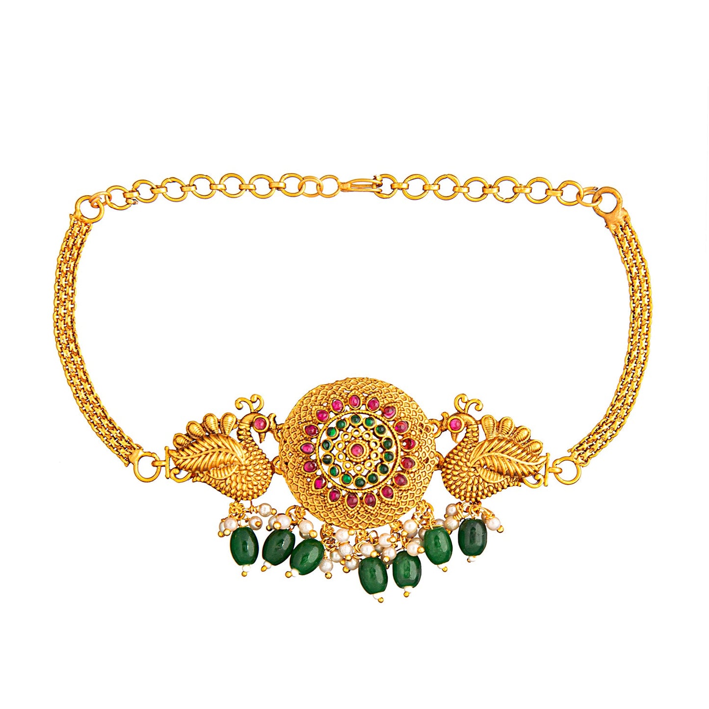 Shining Jewel Peacock design Necklace Gold Plated Traditional Jewellery Necklace Set (SJN_71)
