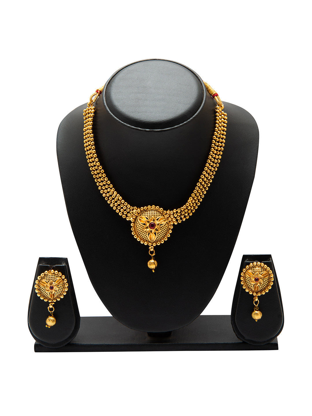 Shining Jewel Traditional Indian Antique Gold Jewellery Necklace Set with Earrings for Women & Girls (SJN_74)