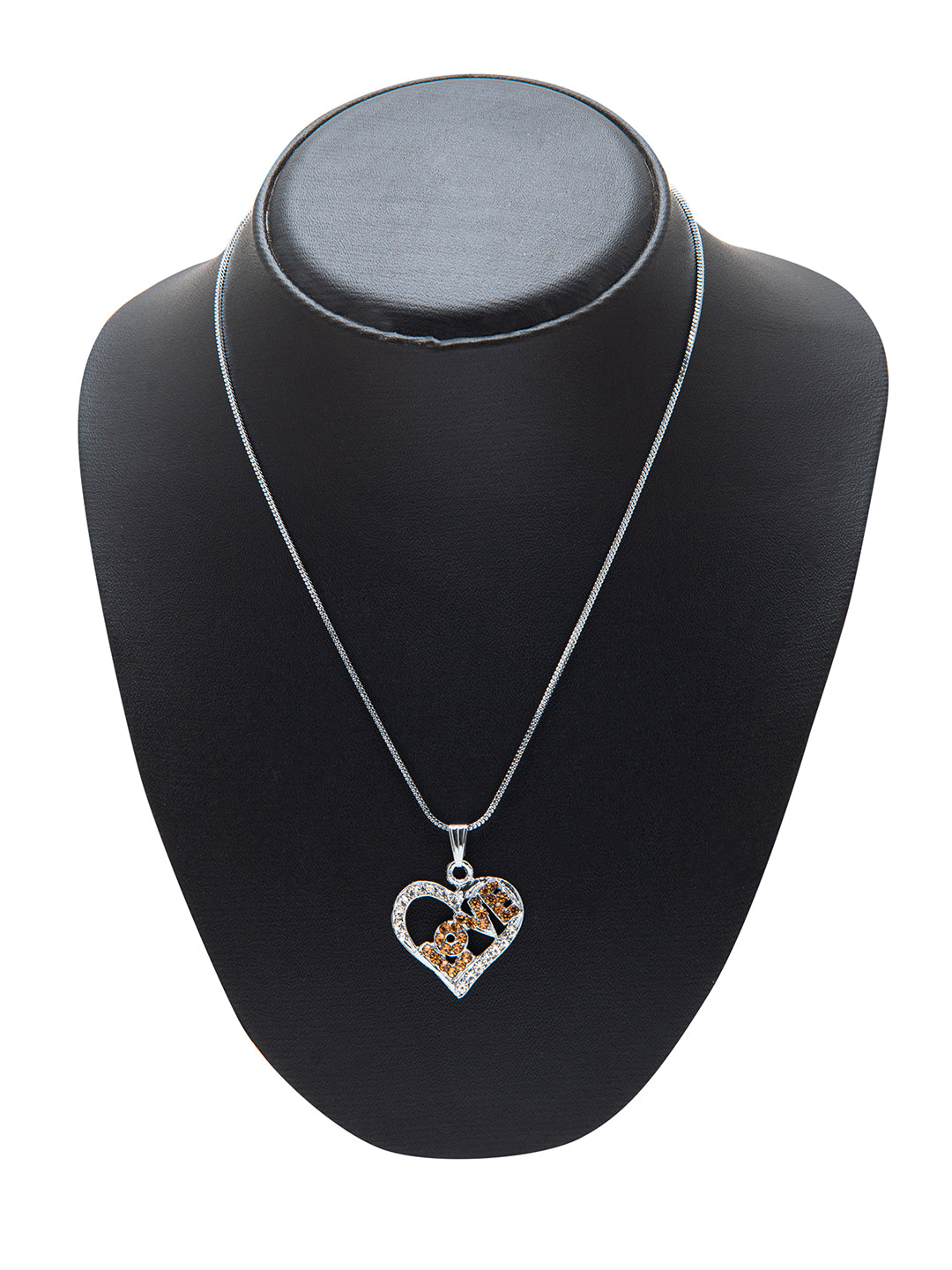 Shining Jewel Silver Rhodium Plated Heart Love Locket Pendant Valantine Gift Nekclace for Women (SJN_84_LC)