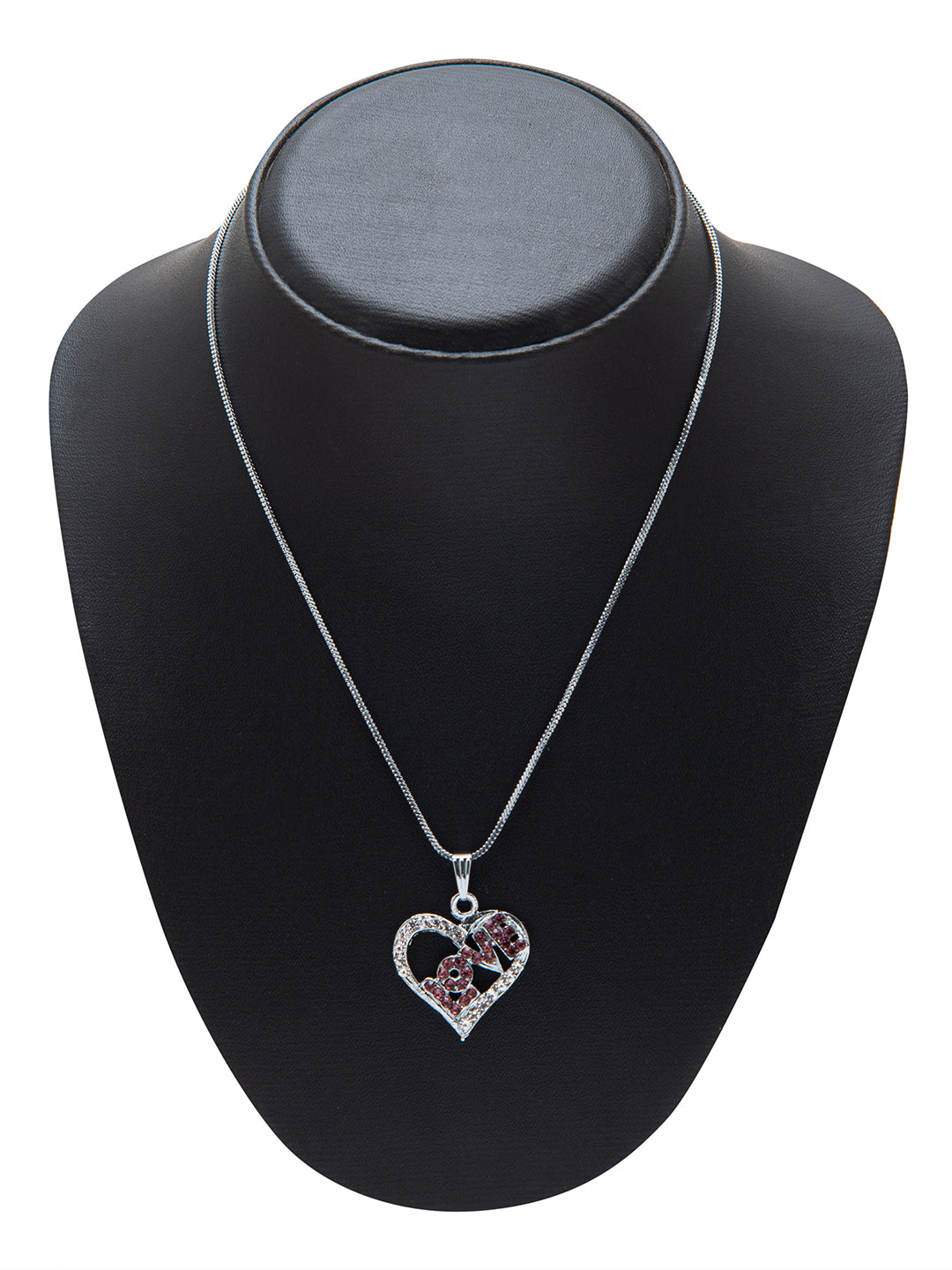 Shining Jewel Silver Rhodium Plated Heart Love Locket Pendant Valantine Gift Nekclace for Women (SJN_84_P)