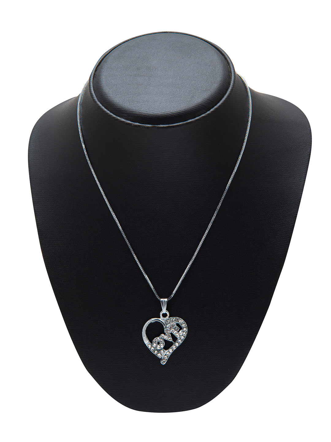 Shining Jewel Silver Rhodium Plated Heart Love Locket Pendant Valantine Gift Nekclace for Women (SJN_84_W)