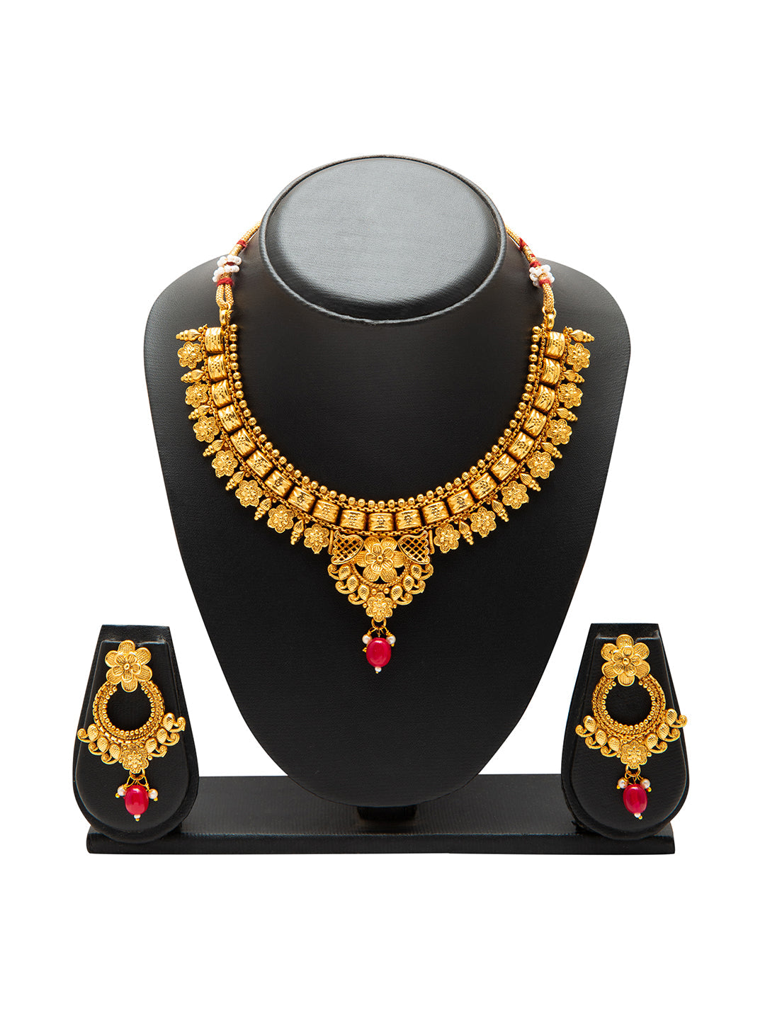 Shining Jewel Handcrafted Antique Gold Plated Jewellery Necklace set With Matching Earring For Women (SJN_88)