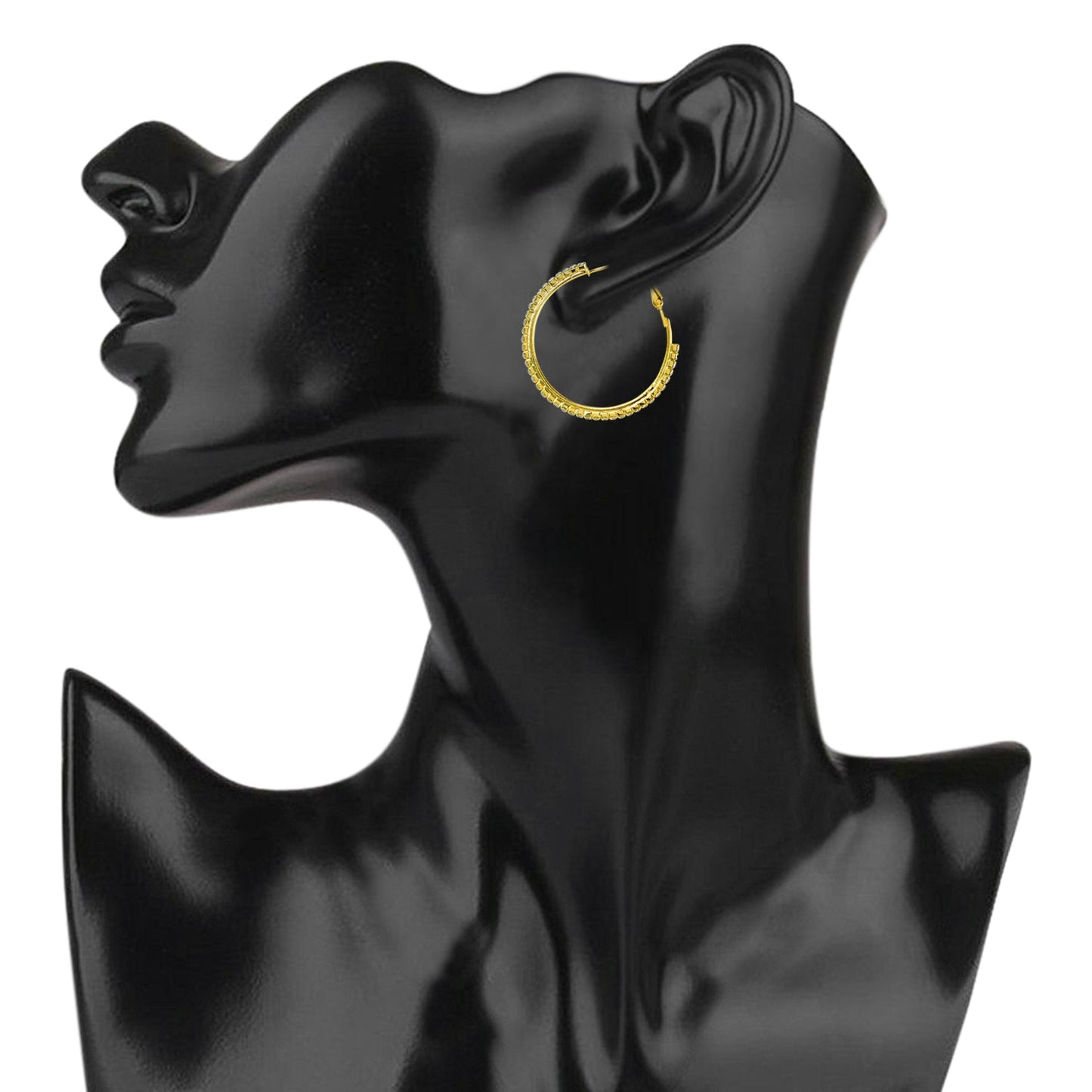 Austrian Crystal and CZ Gold Plated Hoop Earrings for Women (SJ_1097)