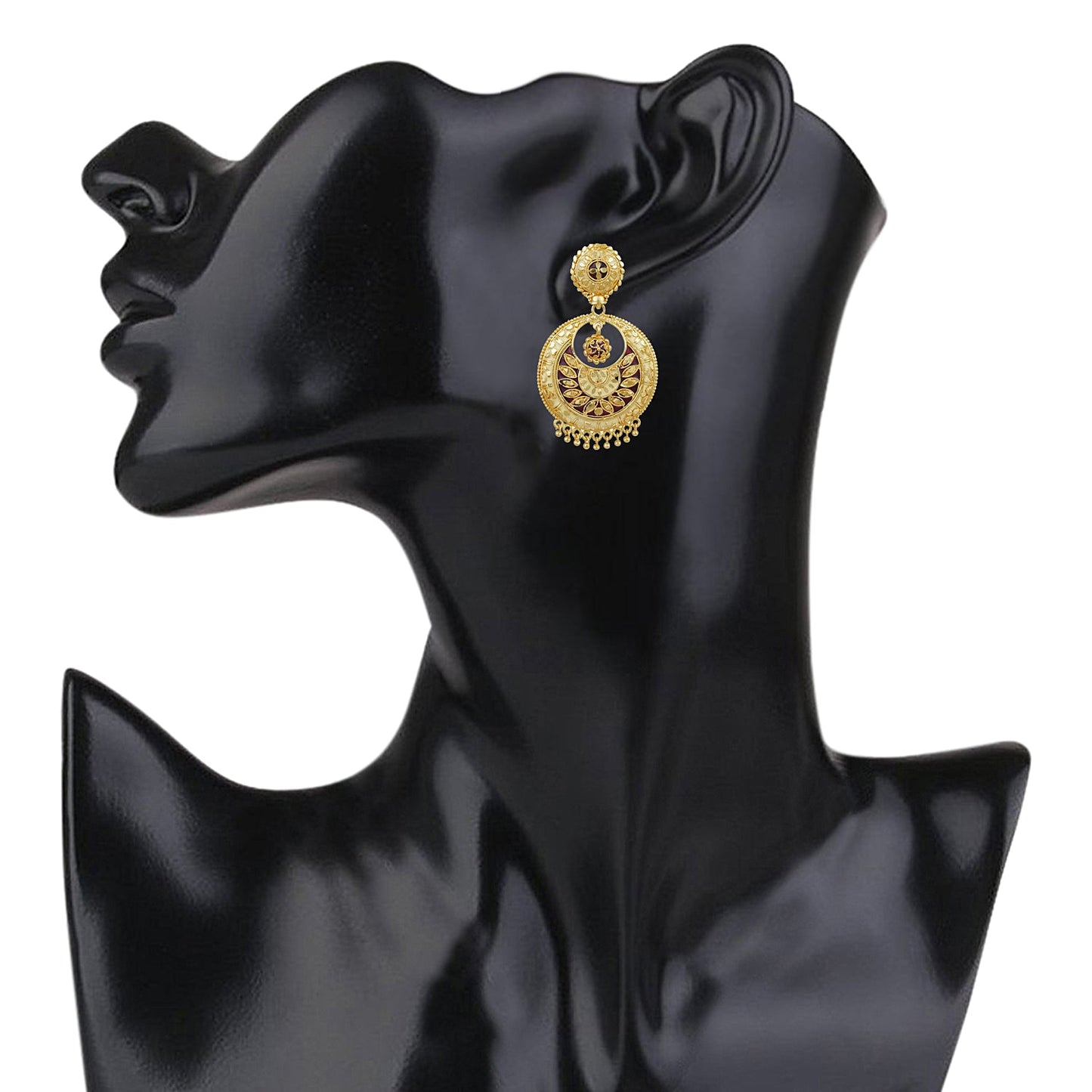 24K Gold Chandbali Earrings for Women & Girls (SJ_1131)