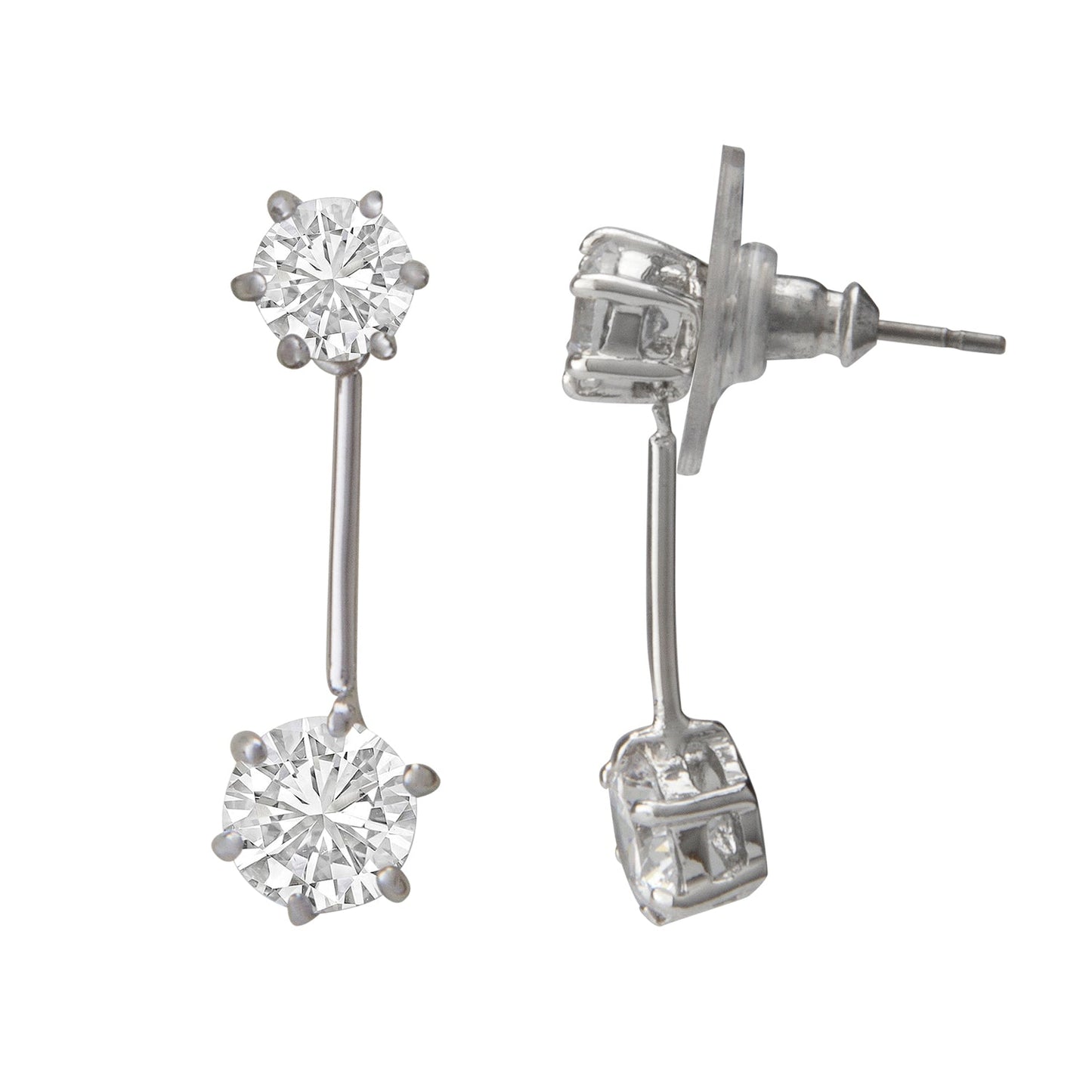 Rhodium Zirconia Dangle & Drop Earring (SJ_119)