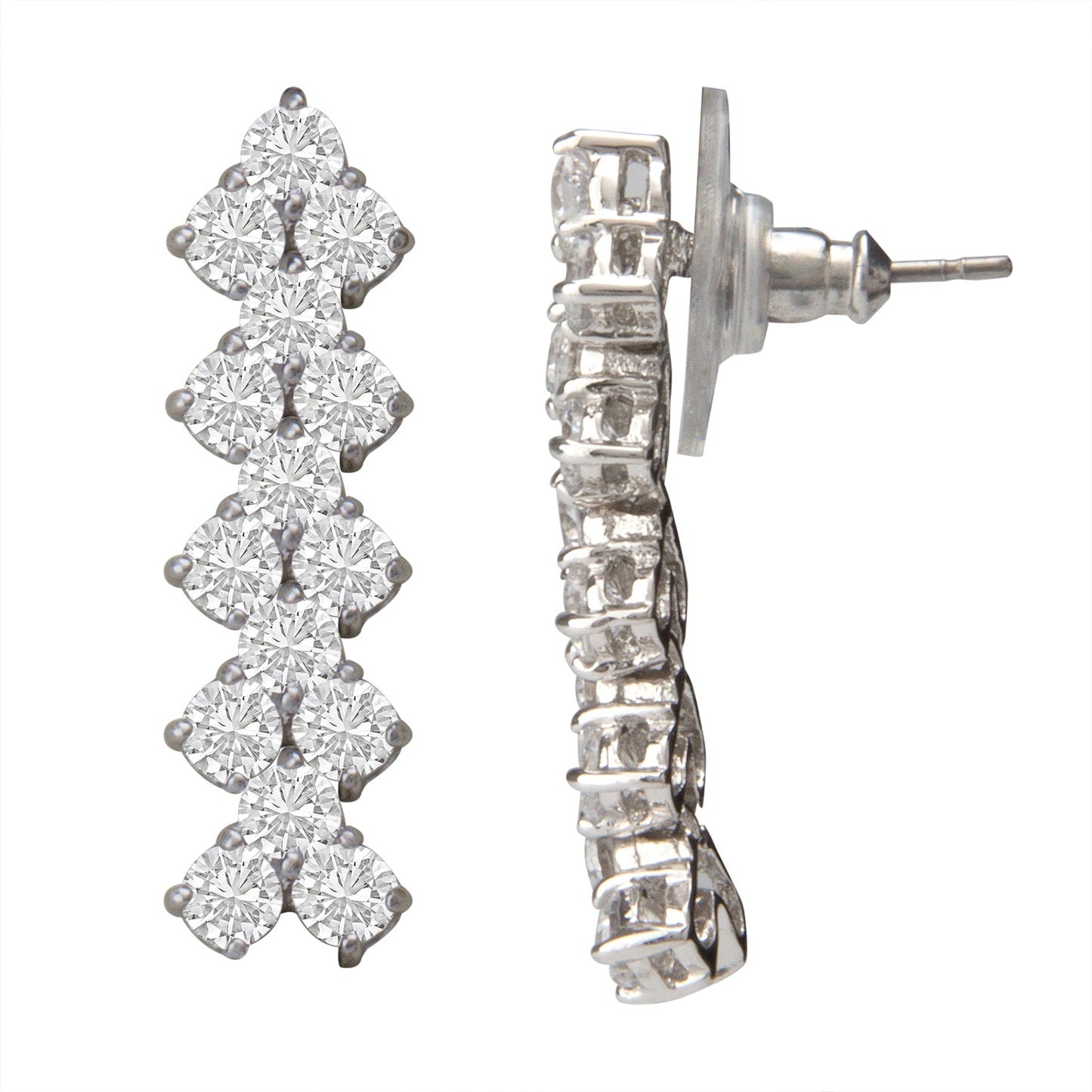 Rhodium Zirconia Caterpillar Dengle &Drop Earrings(SJ_123)