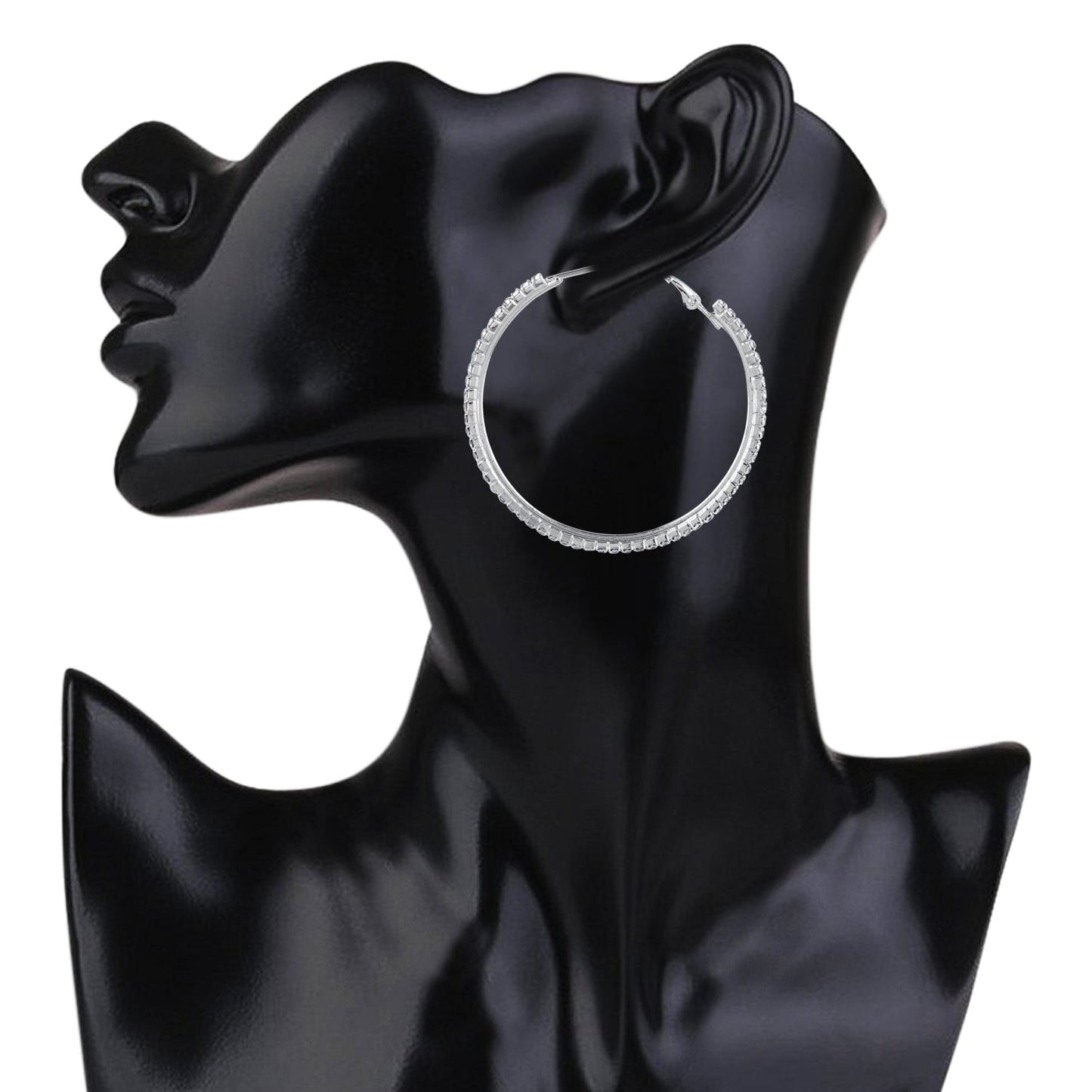 Austrian Crystal and CZ Silver Plated Hoop Earrings for Women (SJ_1357)