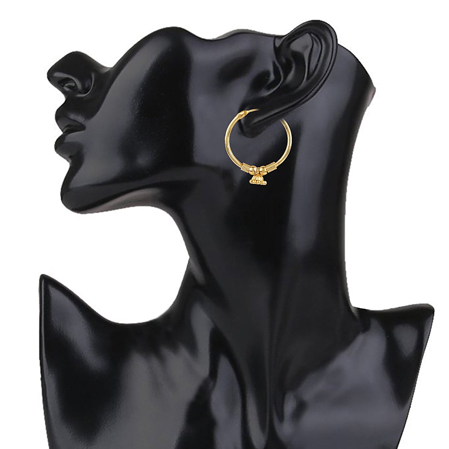 18K Gold Traditional Hoop Earrings with Pearls (SJ_1486)