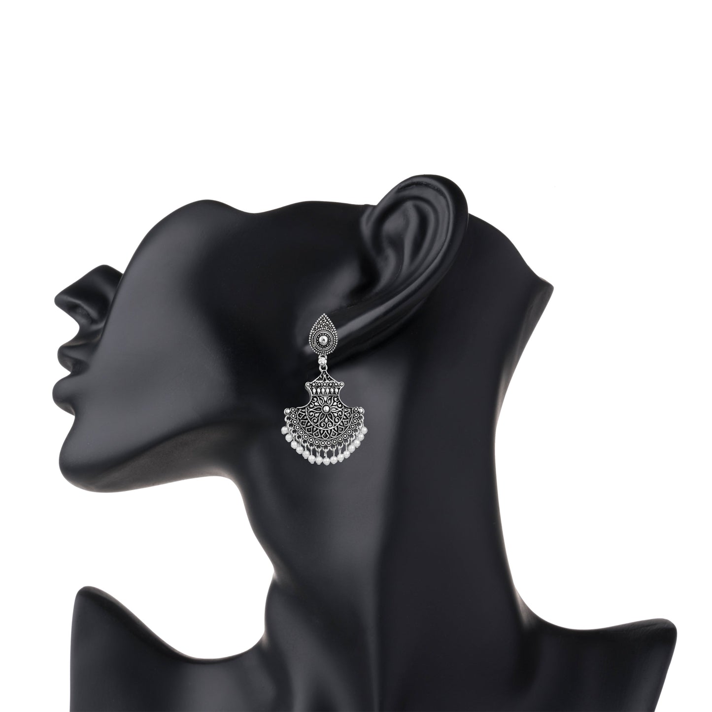 Antique Silver Oxidised Afghani Gypsy Earrings for Women (SJ_1502)