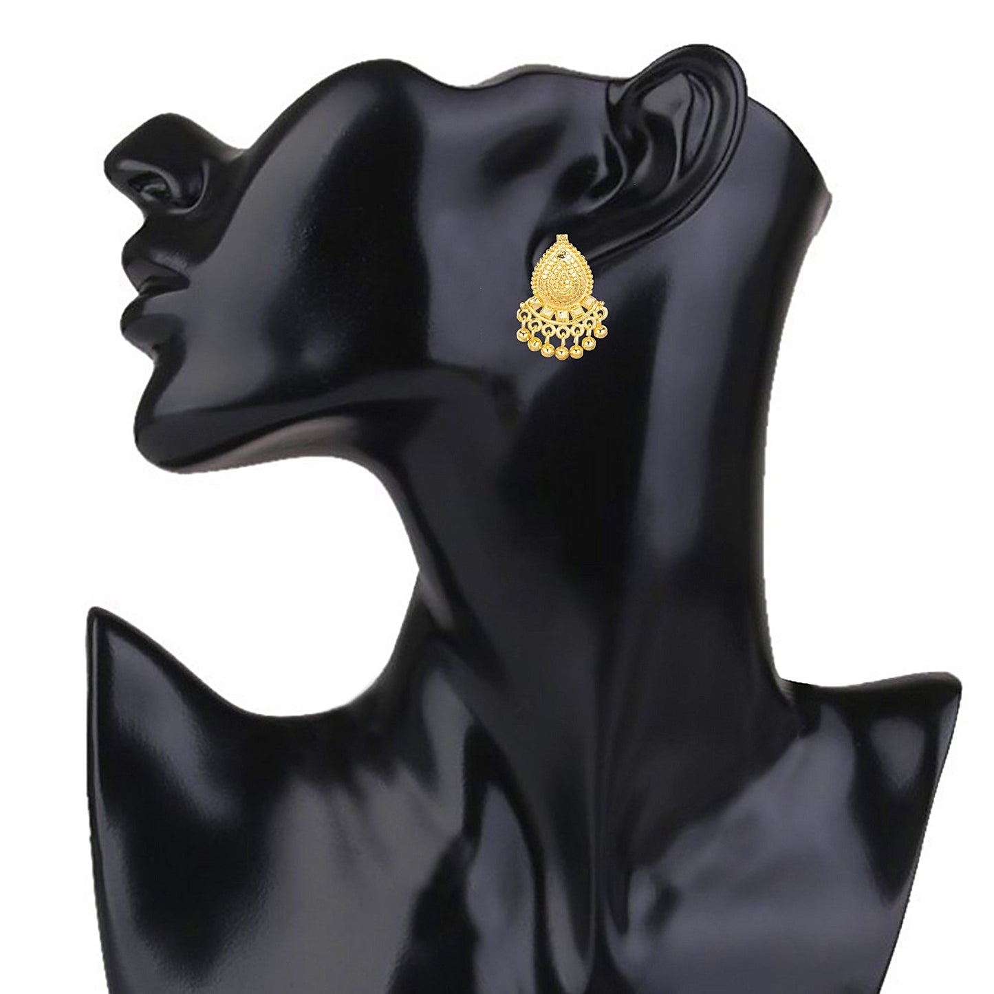 24K Traditional Indain Ethnic Bridal Plain Gold Studs for Women (SJ_1542)