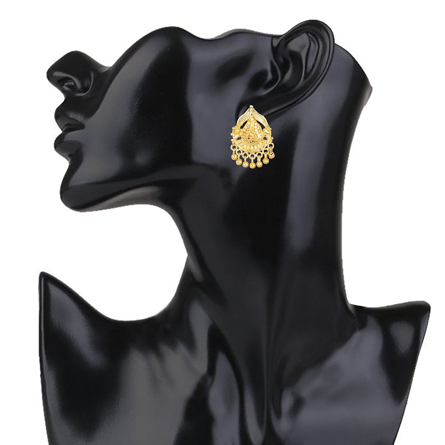 24K Traditional Indain Ethnic Bridal Plain Gold Studs for Women (SJ_1543)