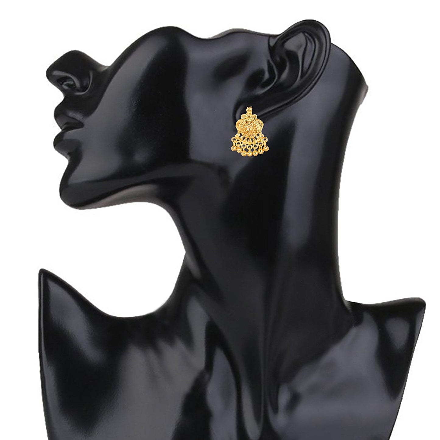 24K Traditional Indain Ethnic Bridal Plain Gold Studs for Women (SJ_1545)