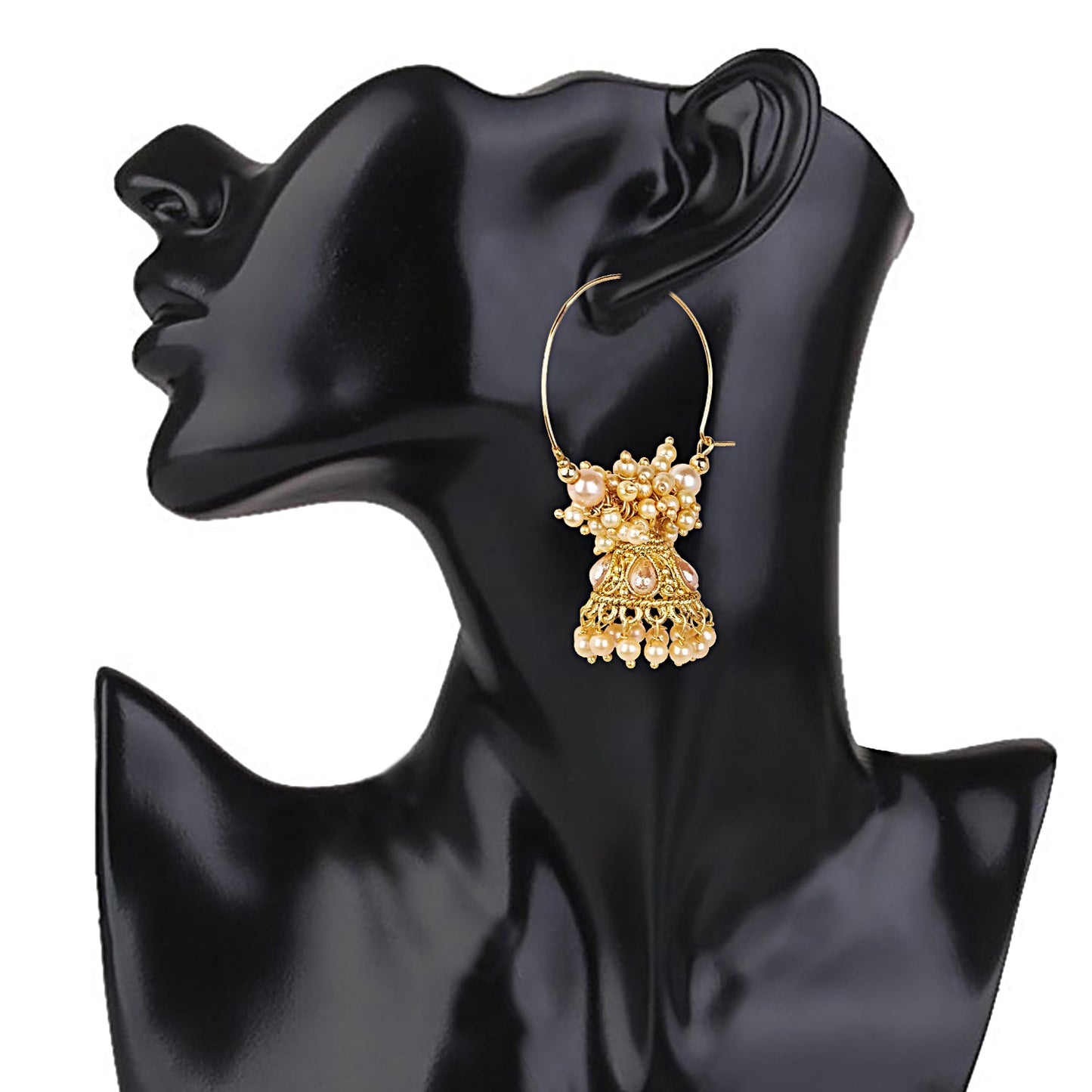 Traditional Antique Gold Jhumka-Bali Earrings for Women 22K (SJ_1560)