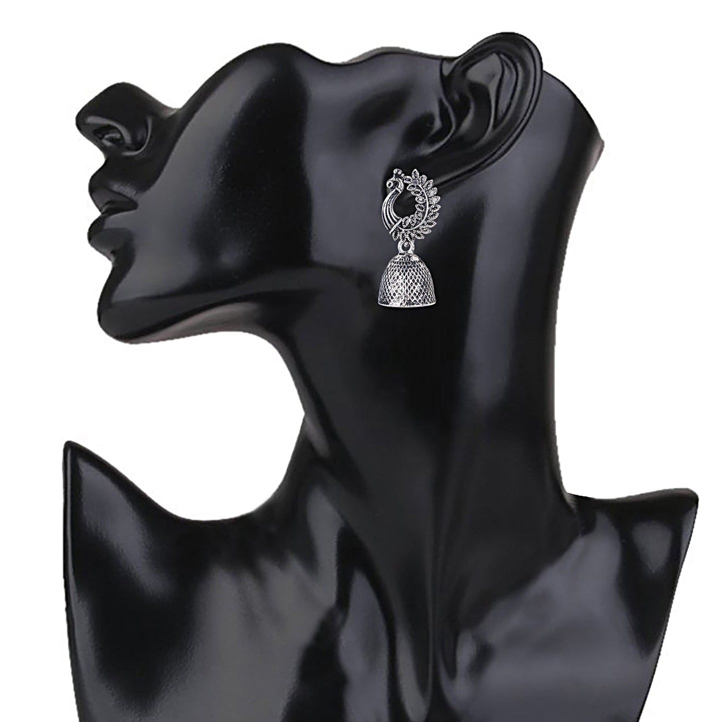 Antique Silver Oxidised Stylsh Designer Jhumki Earrings for Women (SJ_1585)