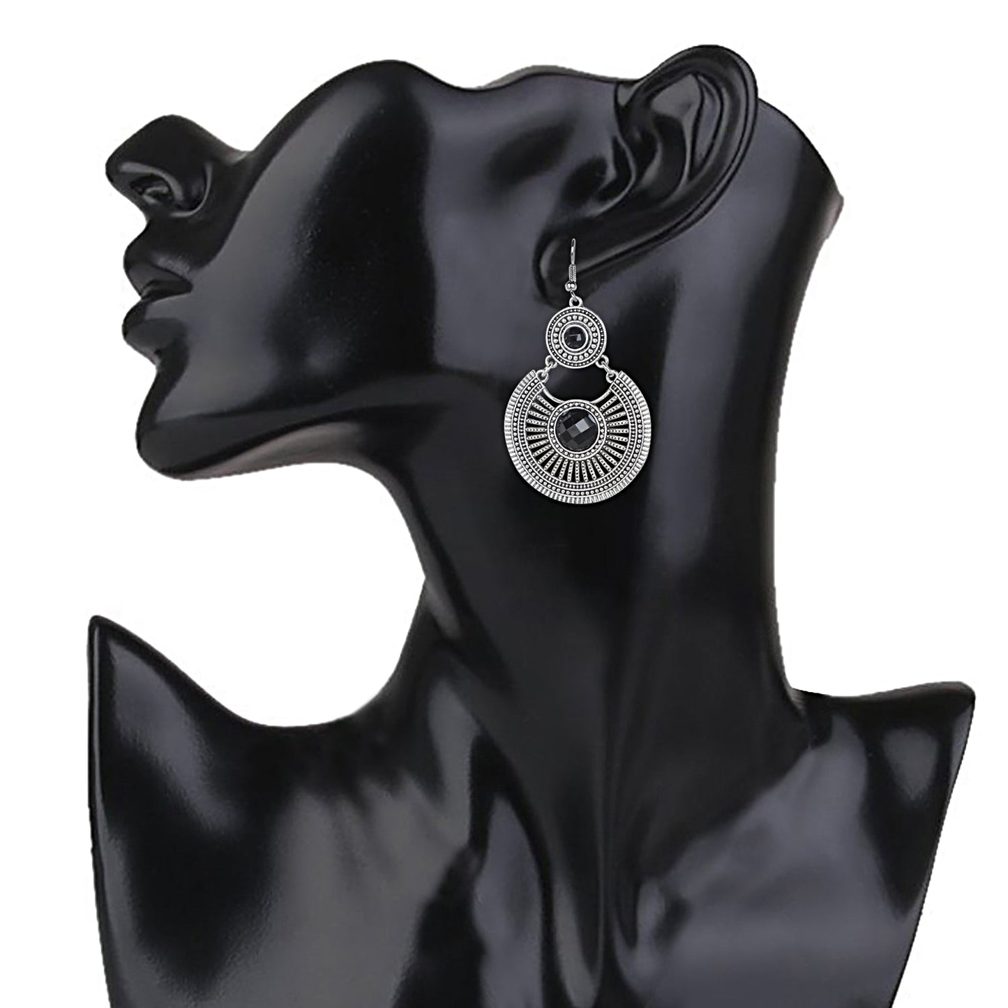 Antique Silver Oxidised Stylish Designer Afghani Chandbali Earrings for Women (SJ_1590)