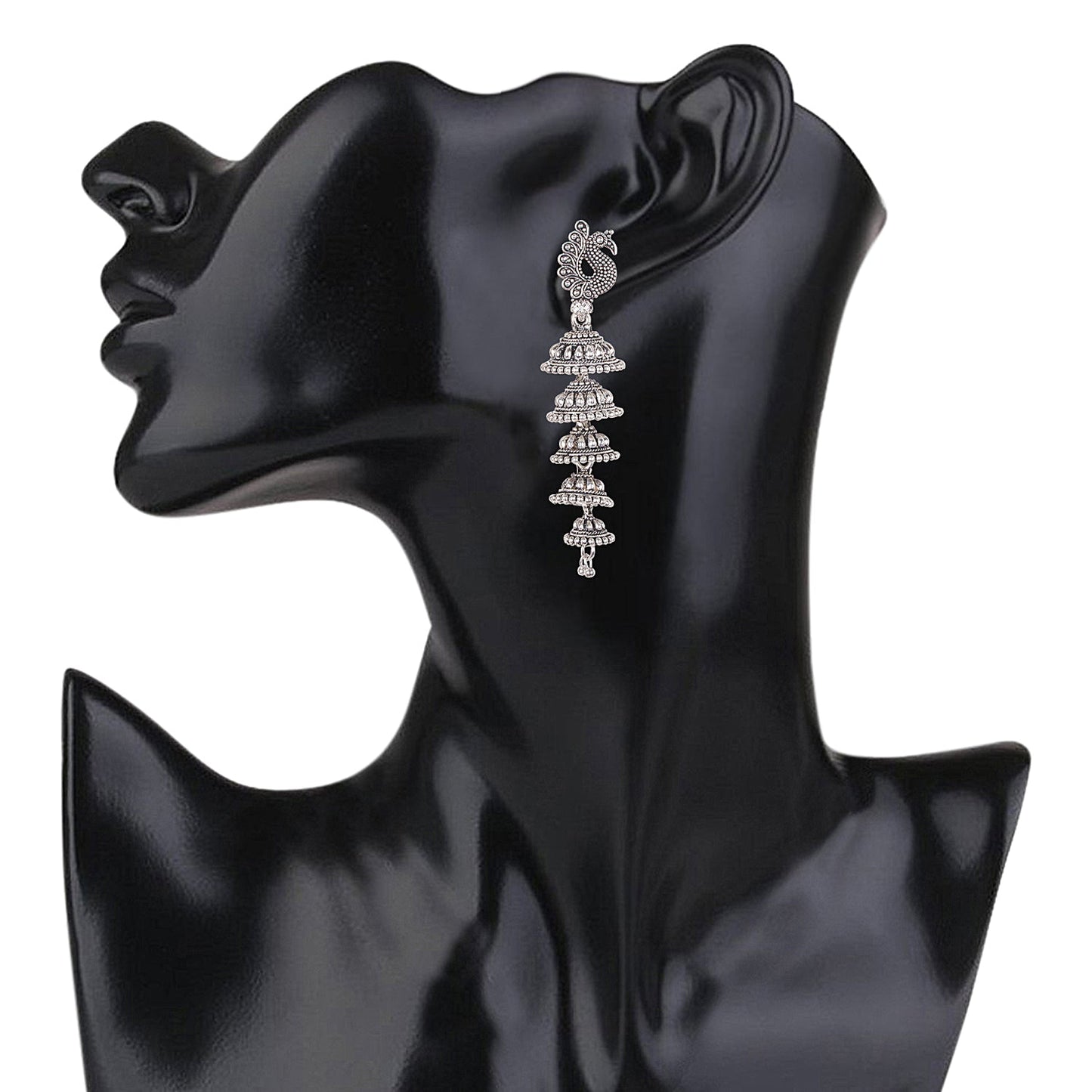 925 Silver Antque Bollywood Designer Enthnic Four Layer Jhumka Earrings for Women (SJ_1632)