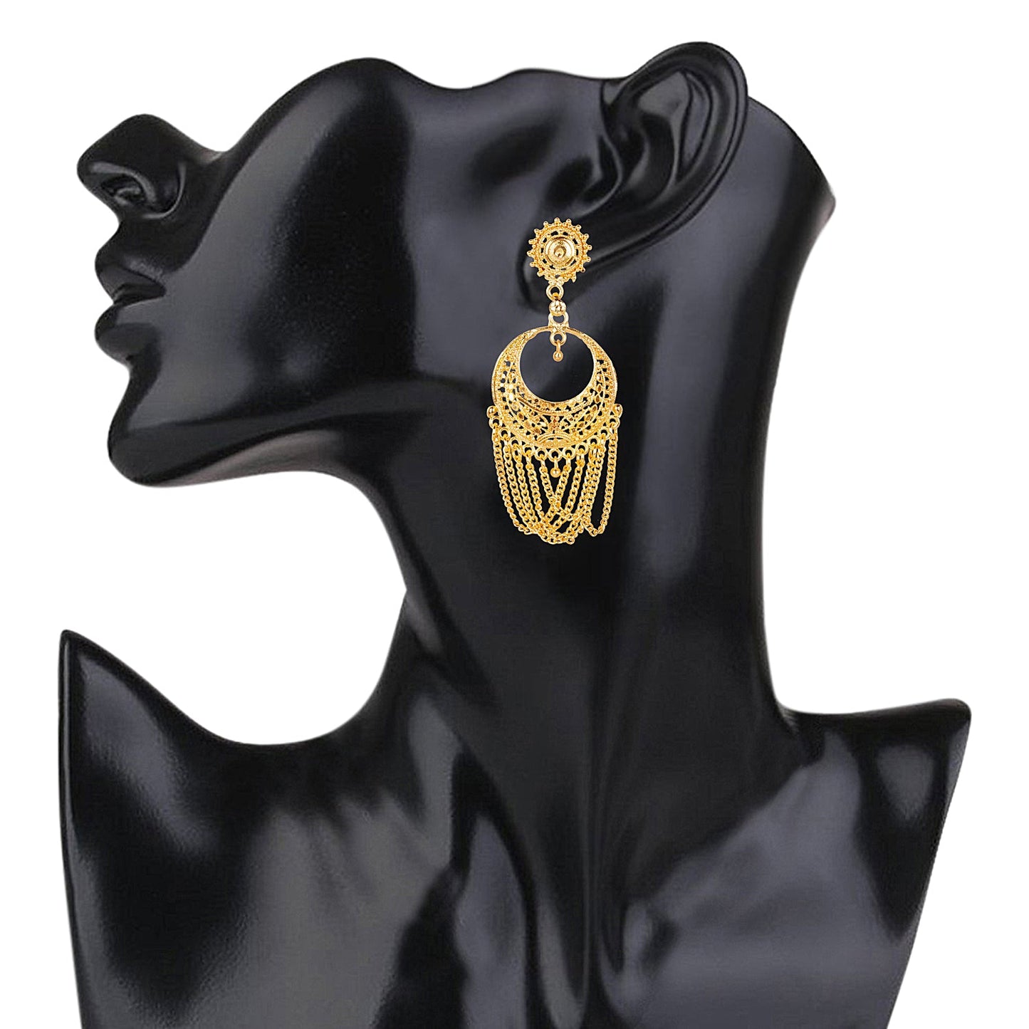 24K Gold Plated Traditional Chandelier Chandbali Gold Earrings for Women (SJ_1637)