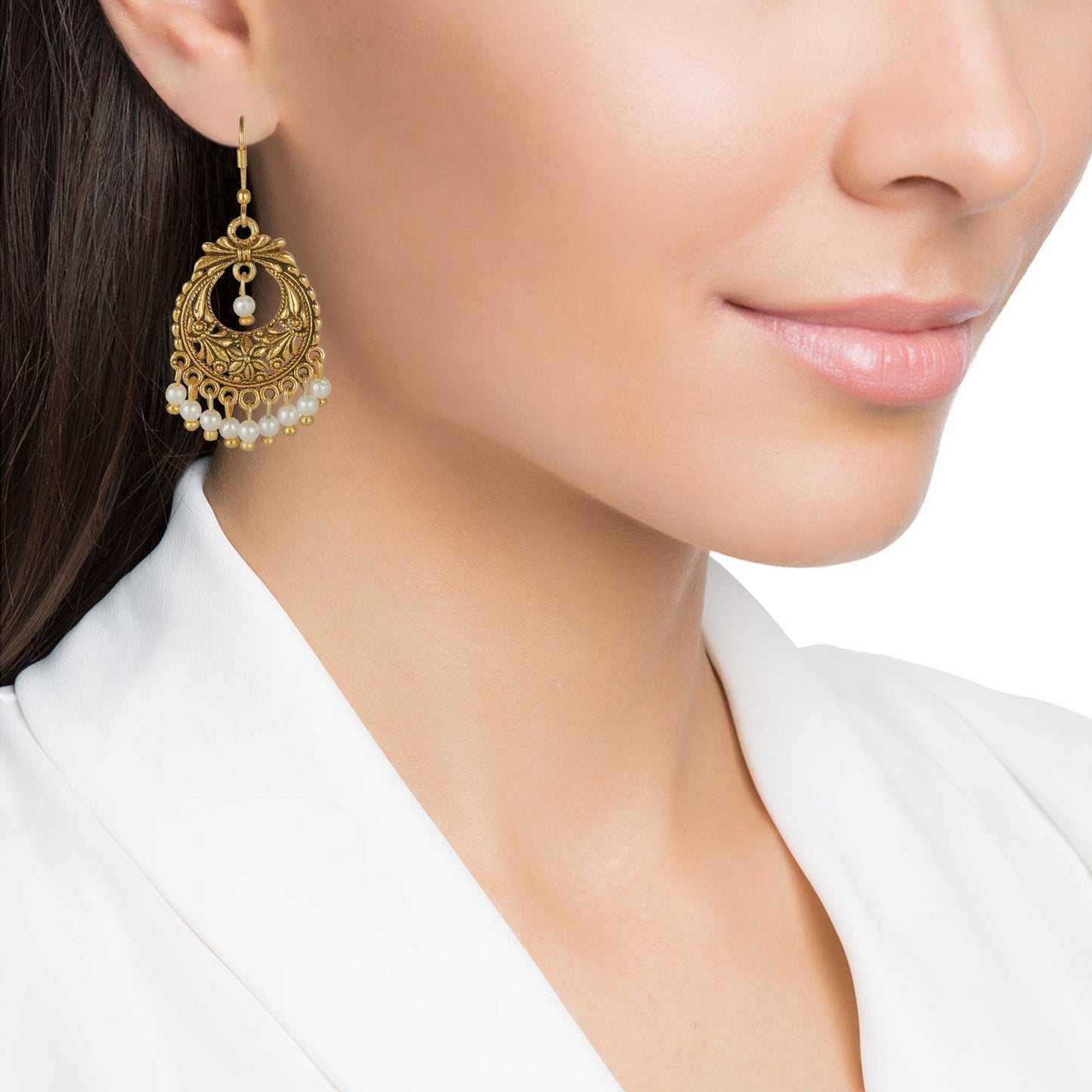 Small Size Daily wear Traditional Layered Gold Plated Chandbali Earrings for Women & Girls (SJ_1665)