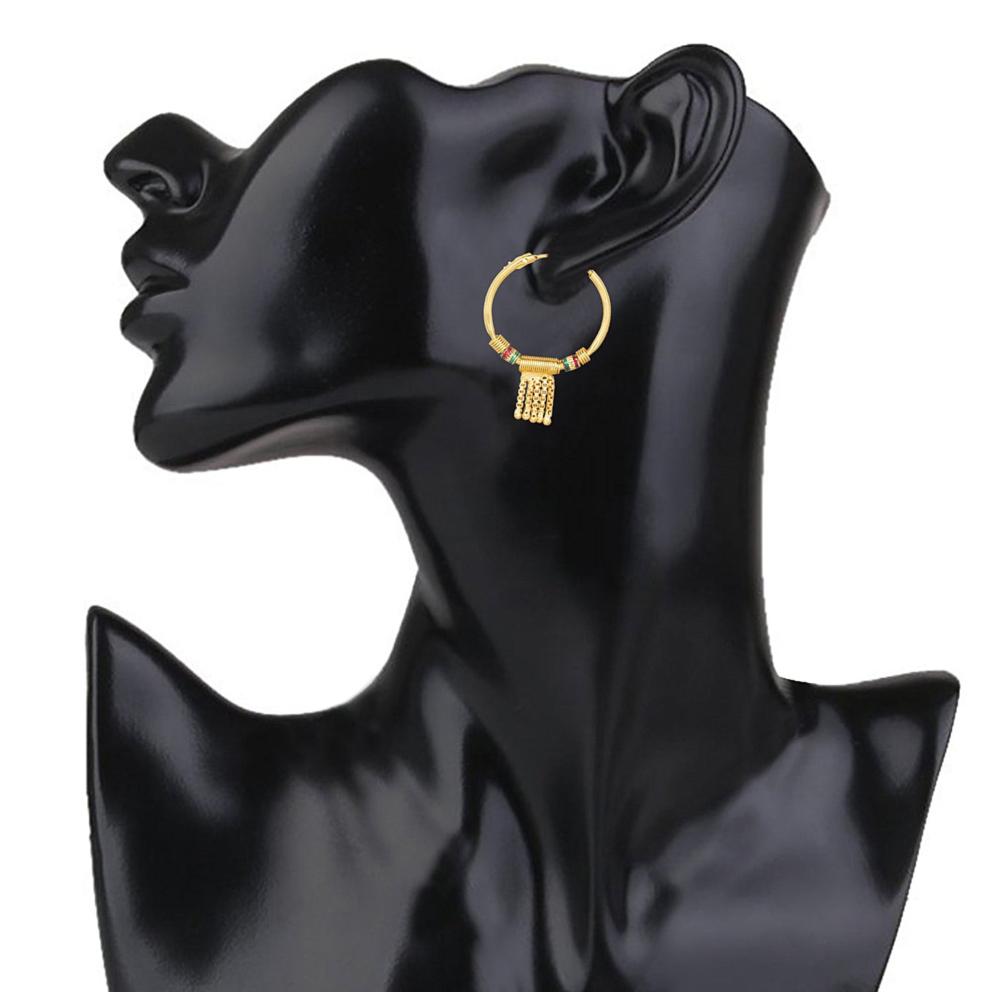 18K Gold Traditional Hoop Earrings with Pearls (SJ_1699)