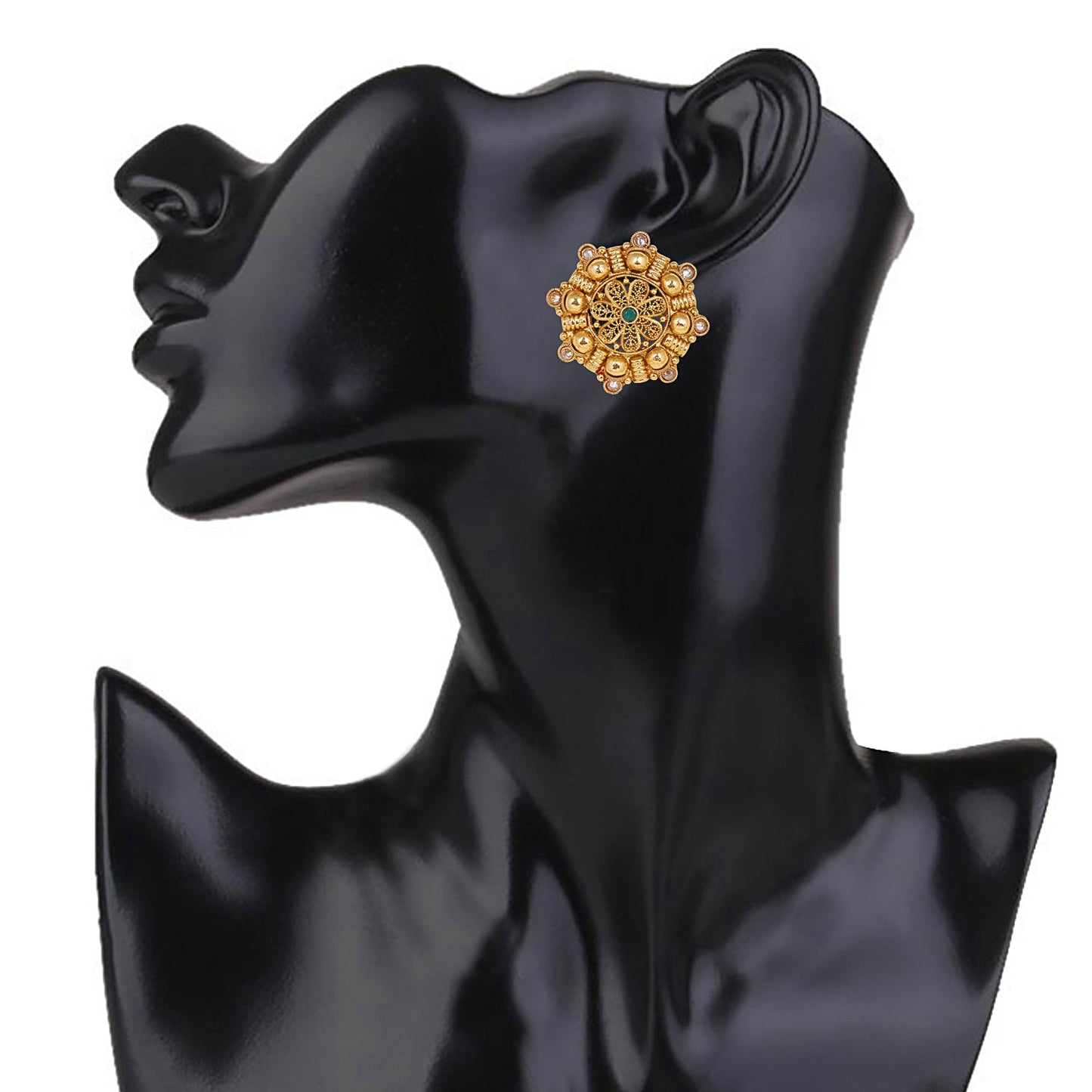 18K Gold Plated Pure Copper Kundan, LCT, Pearls and CZ studded Traditonal Ethnic Stud Eaarrings for Women (SJ_1719)