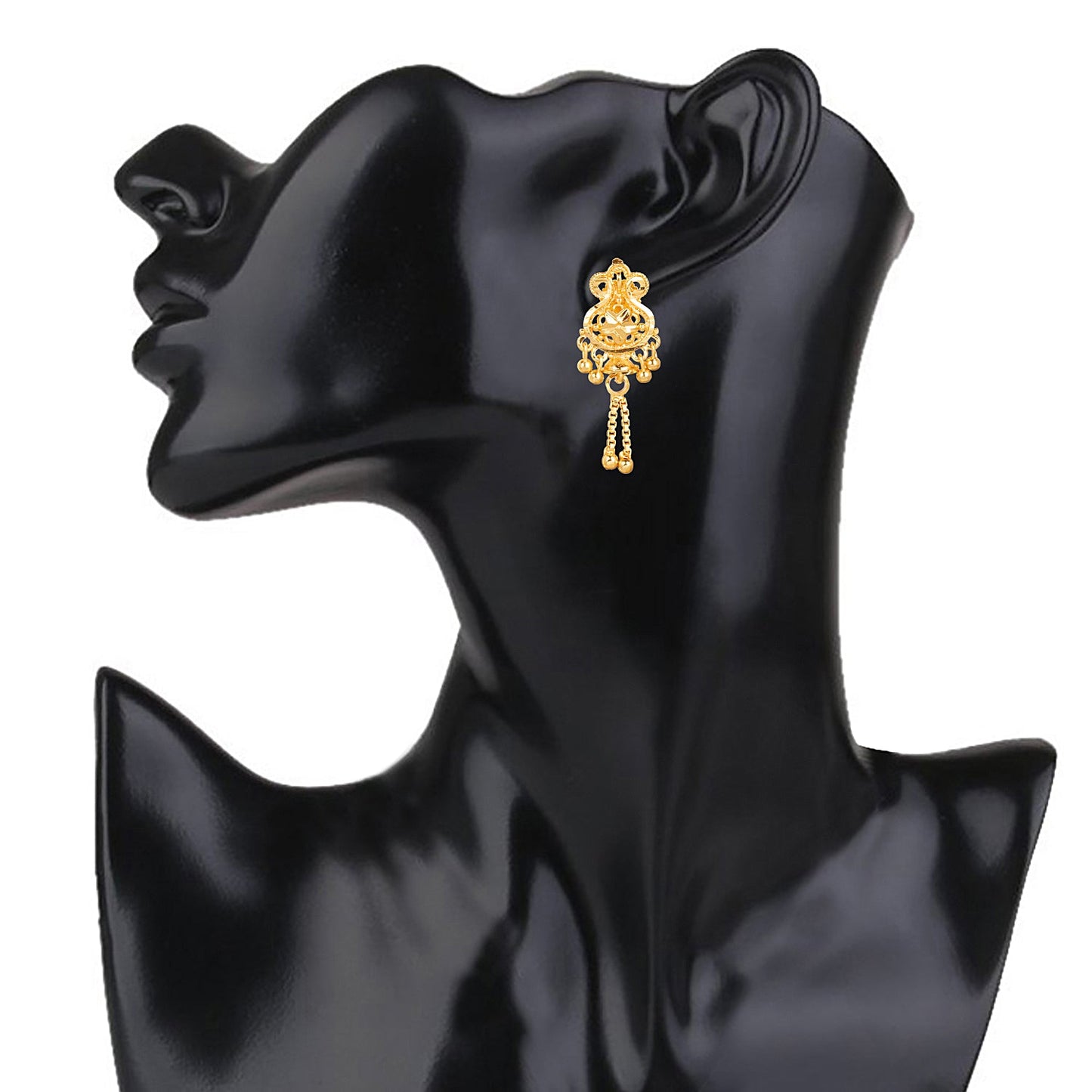 24K Traditional Indain Ethnic Bridal Plain Gold Studs for Women (SJ_1727)