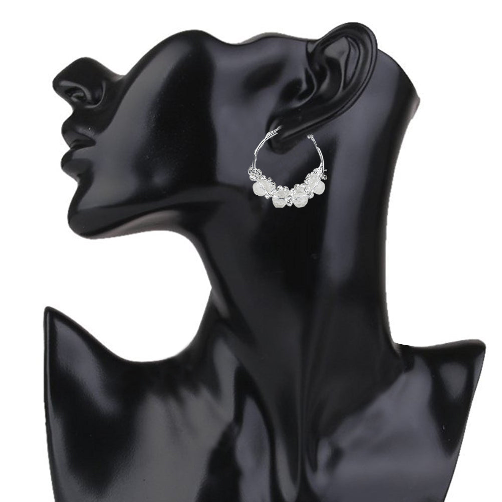 Austrian Crystal and CZ Silver Plated Hoop Earrings for Women (SJ_1803)