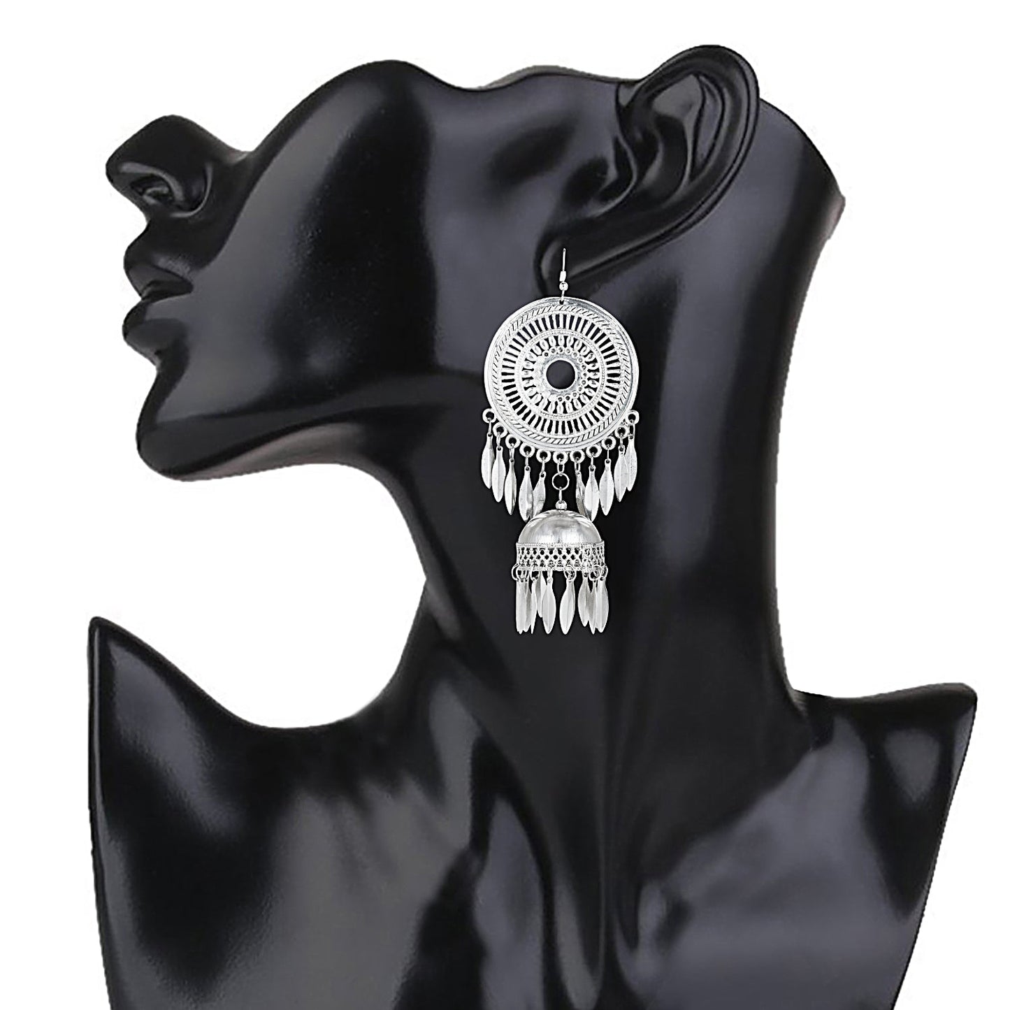 Stylish Oxidised Silver Designer Chandbali Jhumka Earring for Girls and Women (SJ_1815)