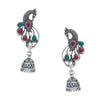 Shining Jewel Antique Oxidised Silver Designer Peacock Jhumka Earrings with for Women & Girls  (SJ_1841)