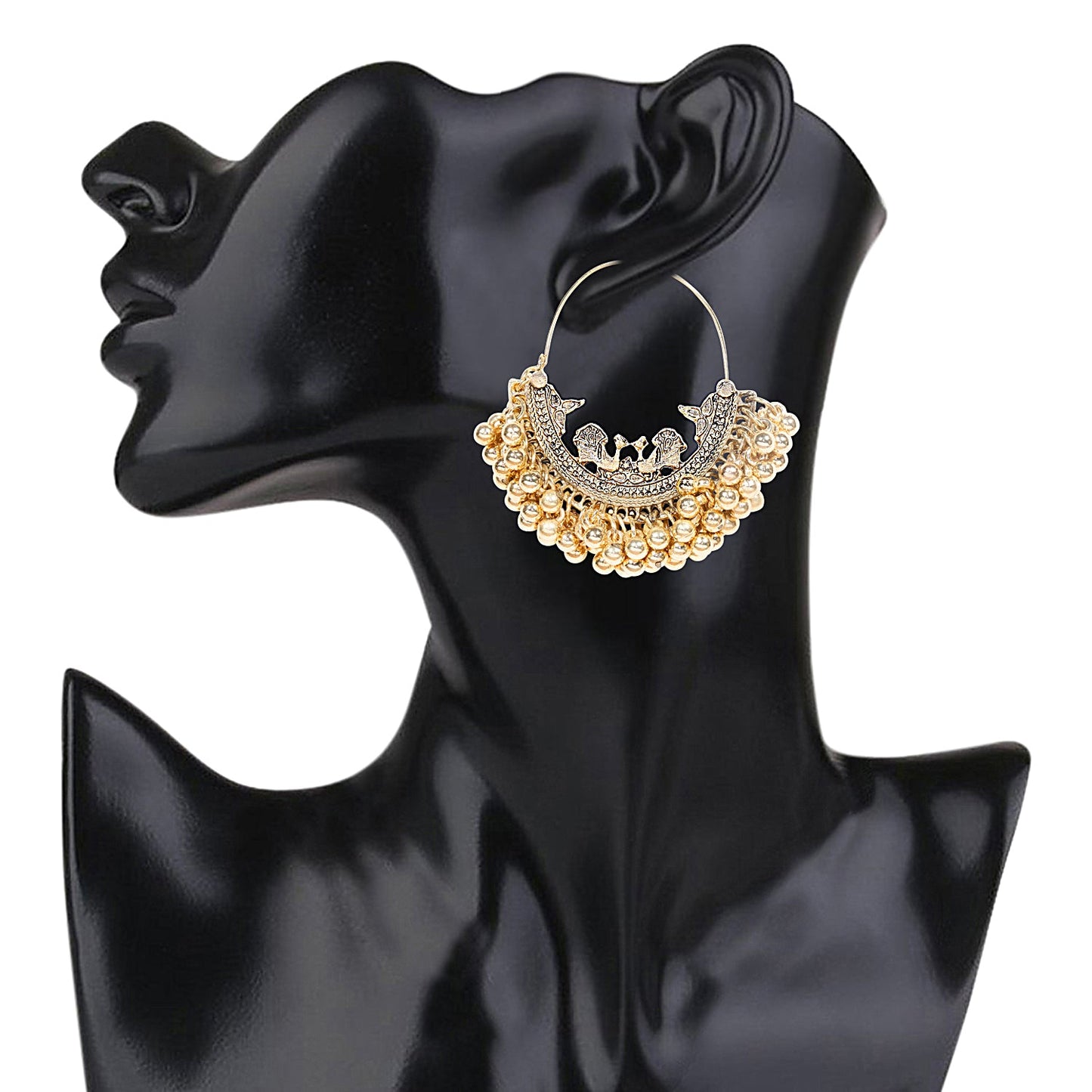 Shining Jewel Antique Gold Hoop / Chandbali Earrings For Women & Girls (SJ_1851)