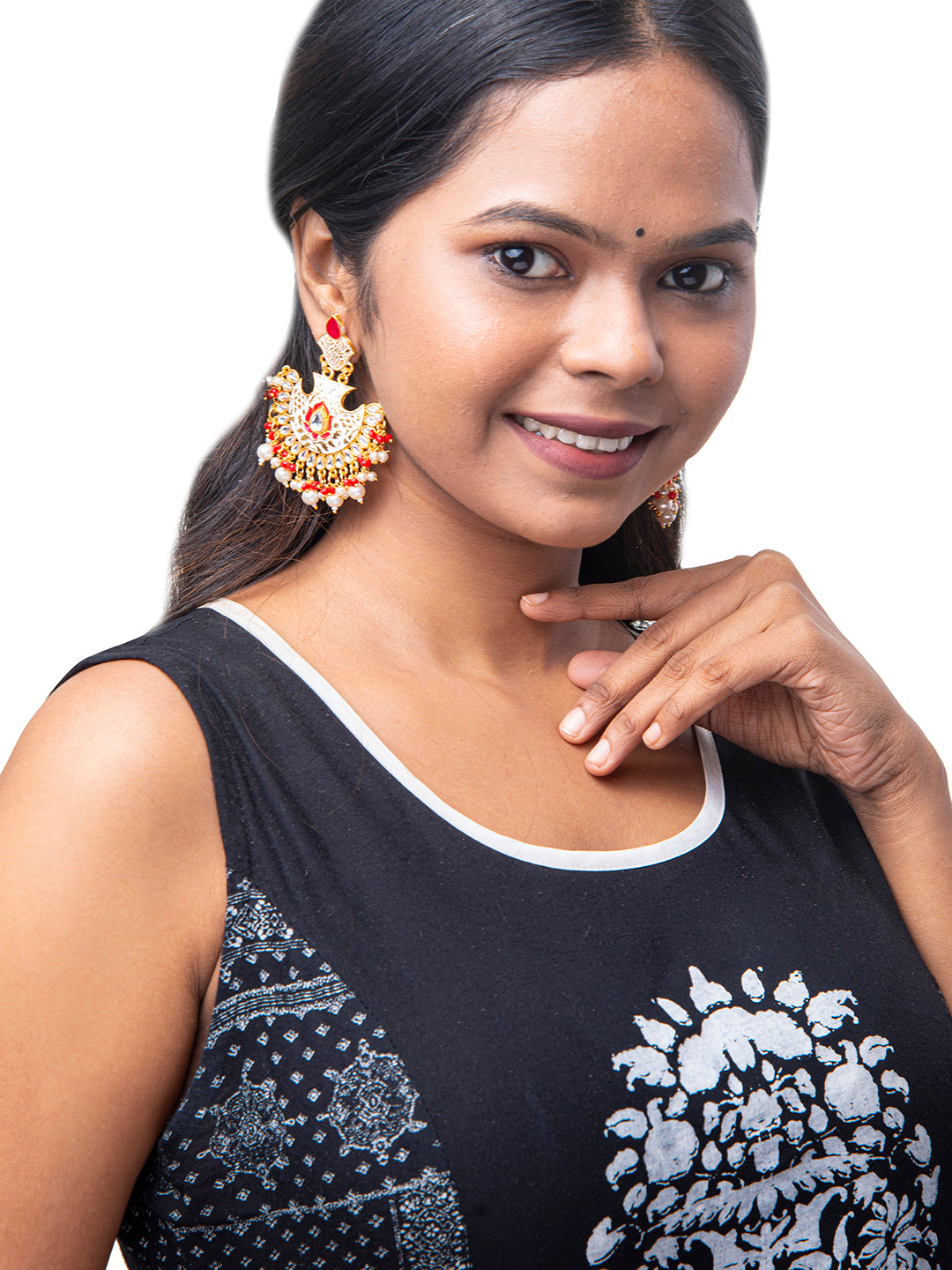 Shining Jewel Handcrafted Gold Plated Designer Traditional Ethnic Meenakari Kundan Chandbali Earrings Women (SJ_1874_W)