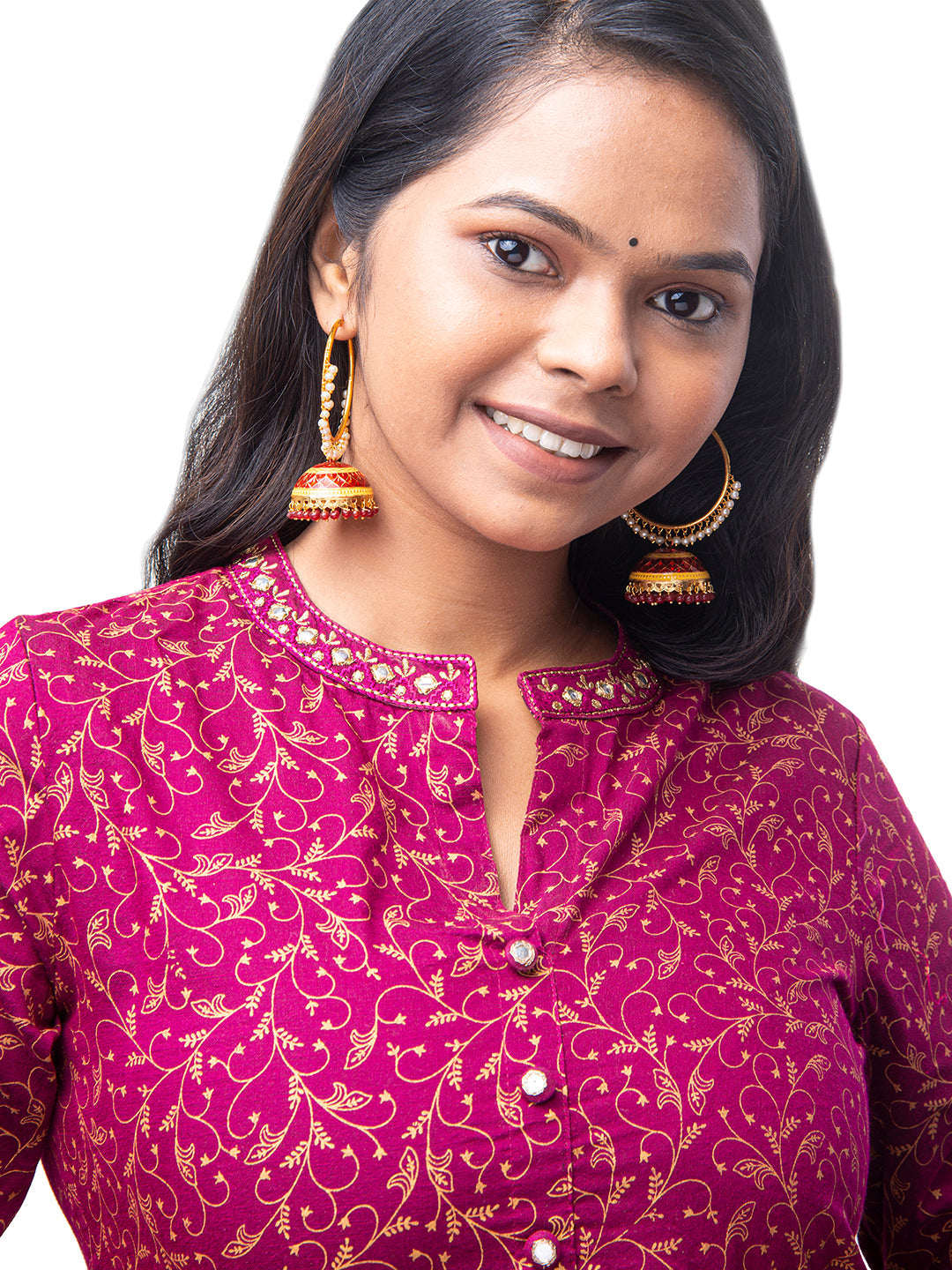Shining Jewel Handcrafted Gold Plated Designer Traditional Ethnic Meenakari Kundan Jhumka bali Earrings Women (SJ_1876_R)