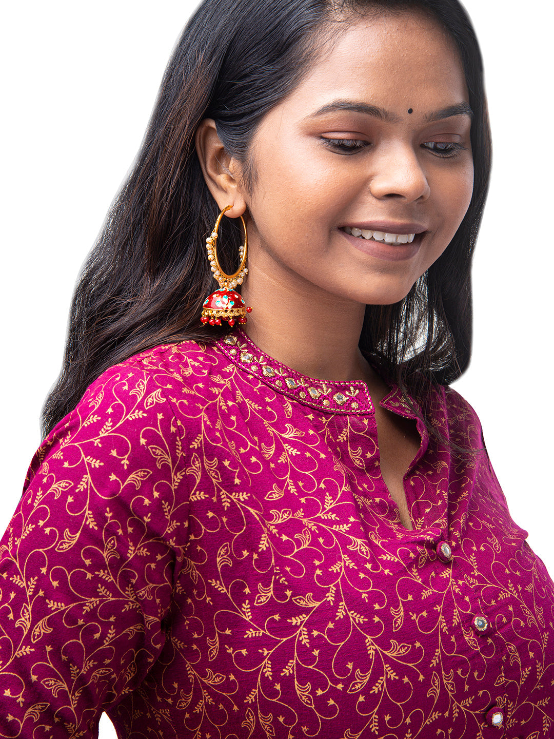 Shining Jewel Handcrafted Gold Plated Designer Traditional Ethnic Meenakari Kundan Jhumka bali Earrings Women (SJ_1877_P)