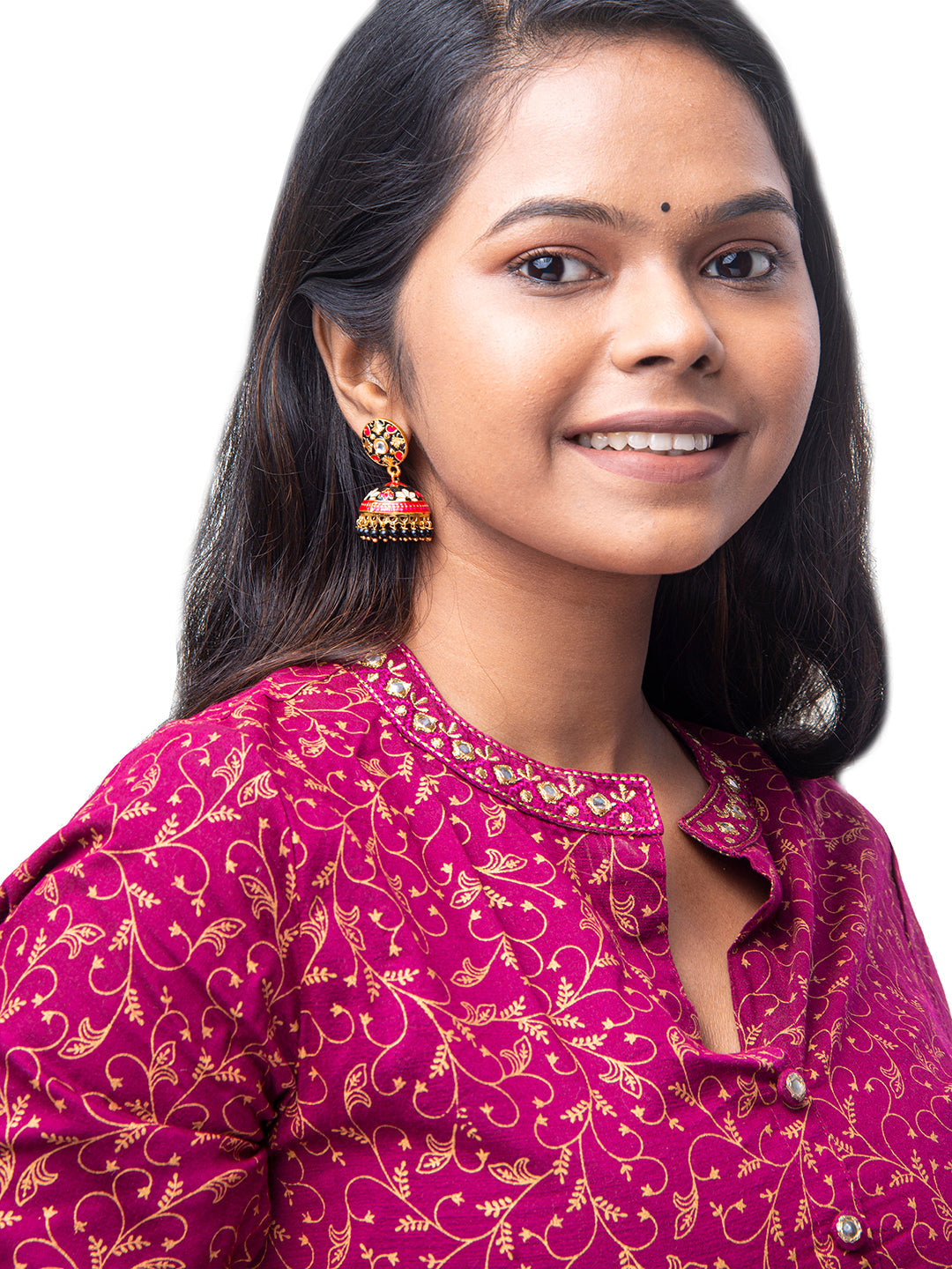 Shining Jewel Handcrafted Gold Plated Designer Traditional Ethnic Meenakari Kundan Jhumka Earrings Women (SJ_1879_BK)