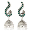 Shining Jewel Silver Plated Antique Oxidised Traditional Peacock Jhumka With Pearls Earrings for Women (SJ_1892_G)