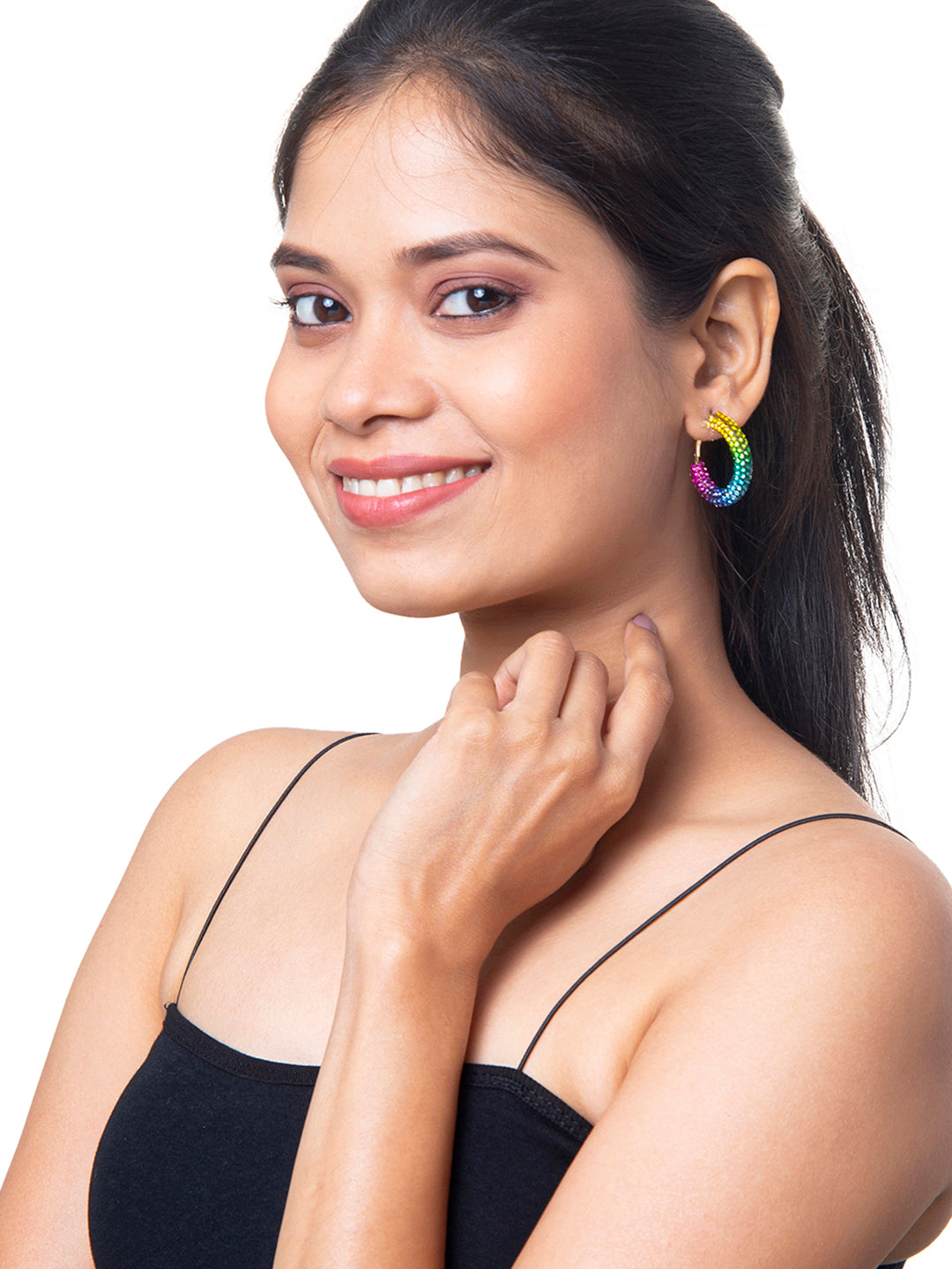 Multicolor Designer Partywear Hoop Earrings for Women SJ_1906_M